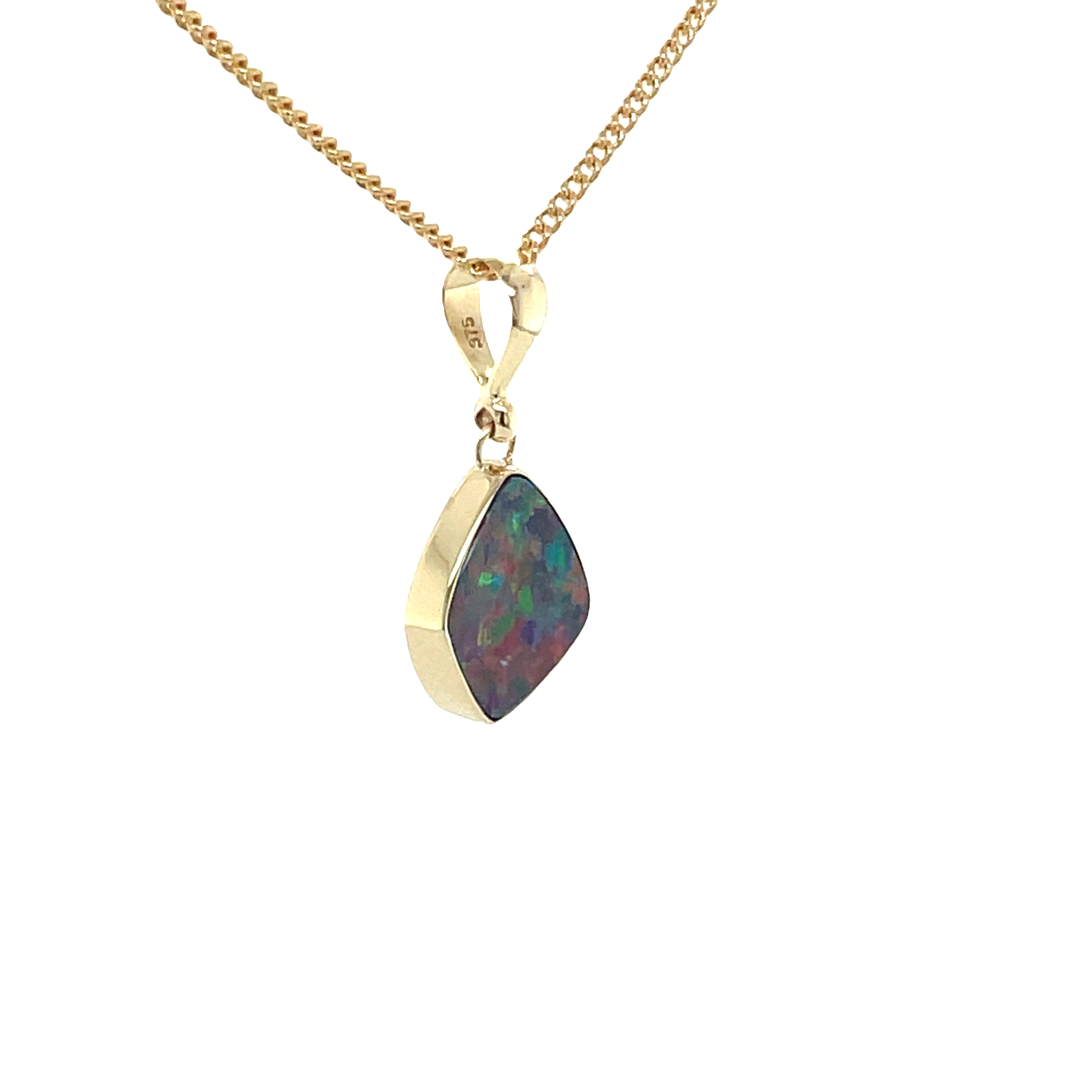 9ct Yellow Gold Australian Red Opal Pendant