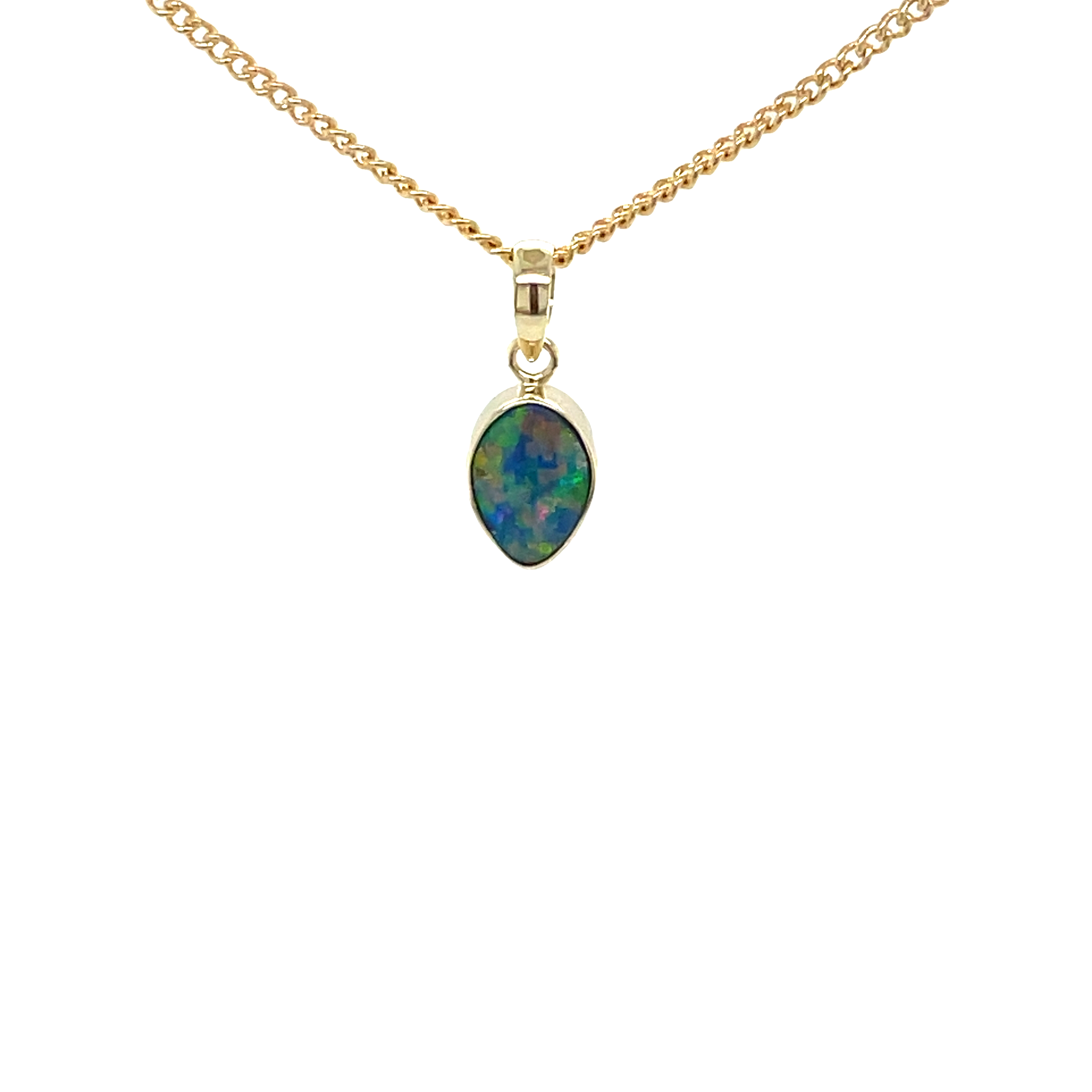 9ct Yellow Gold Australian Tear Drop Opal Pendant