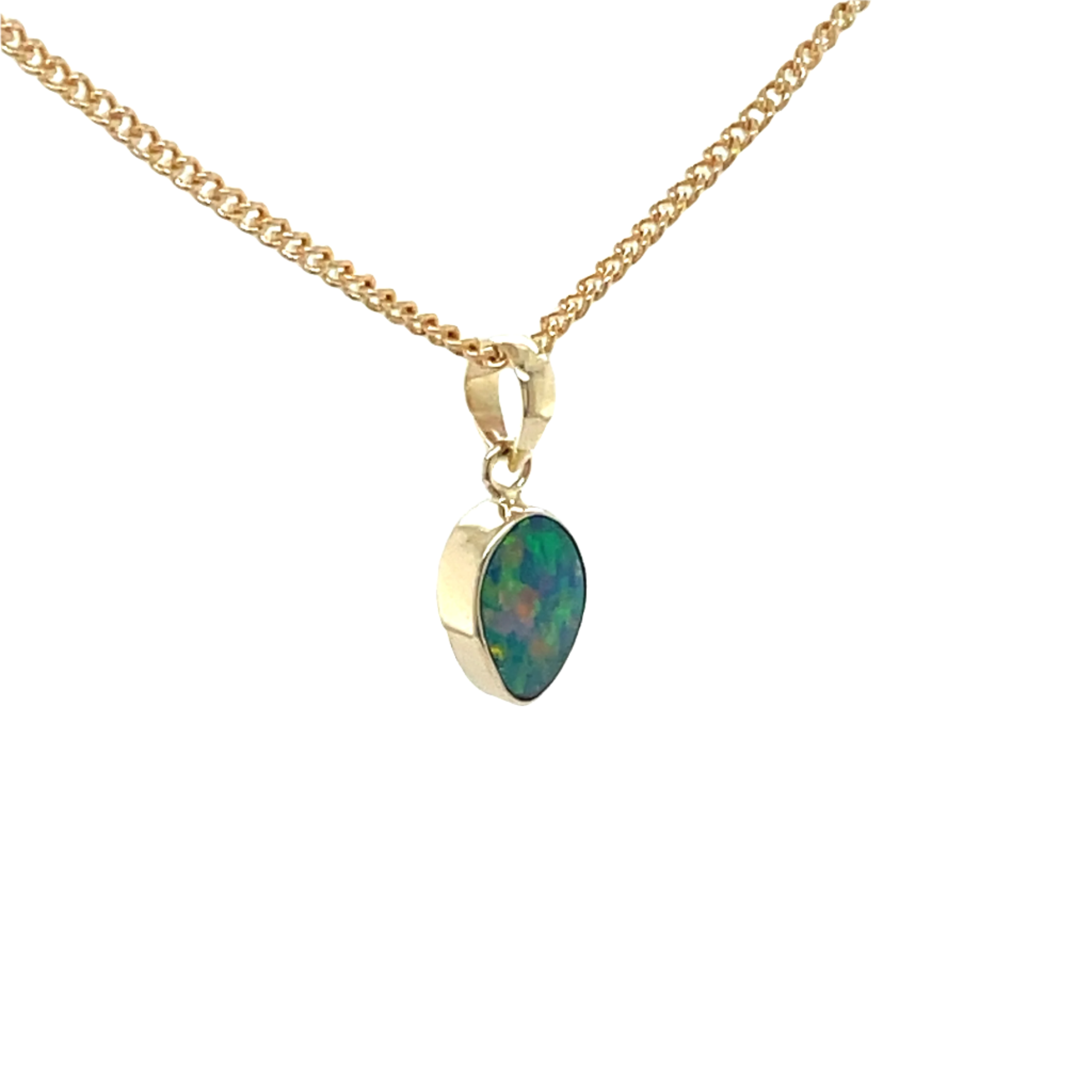9ct Yellow Gold Australian Tear Drop Opal Pendant