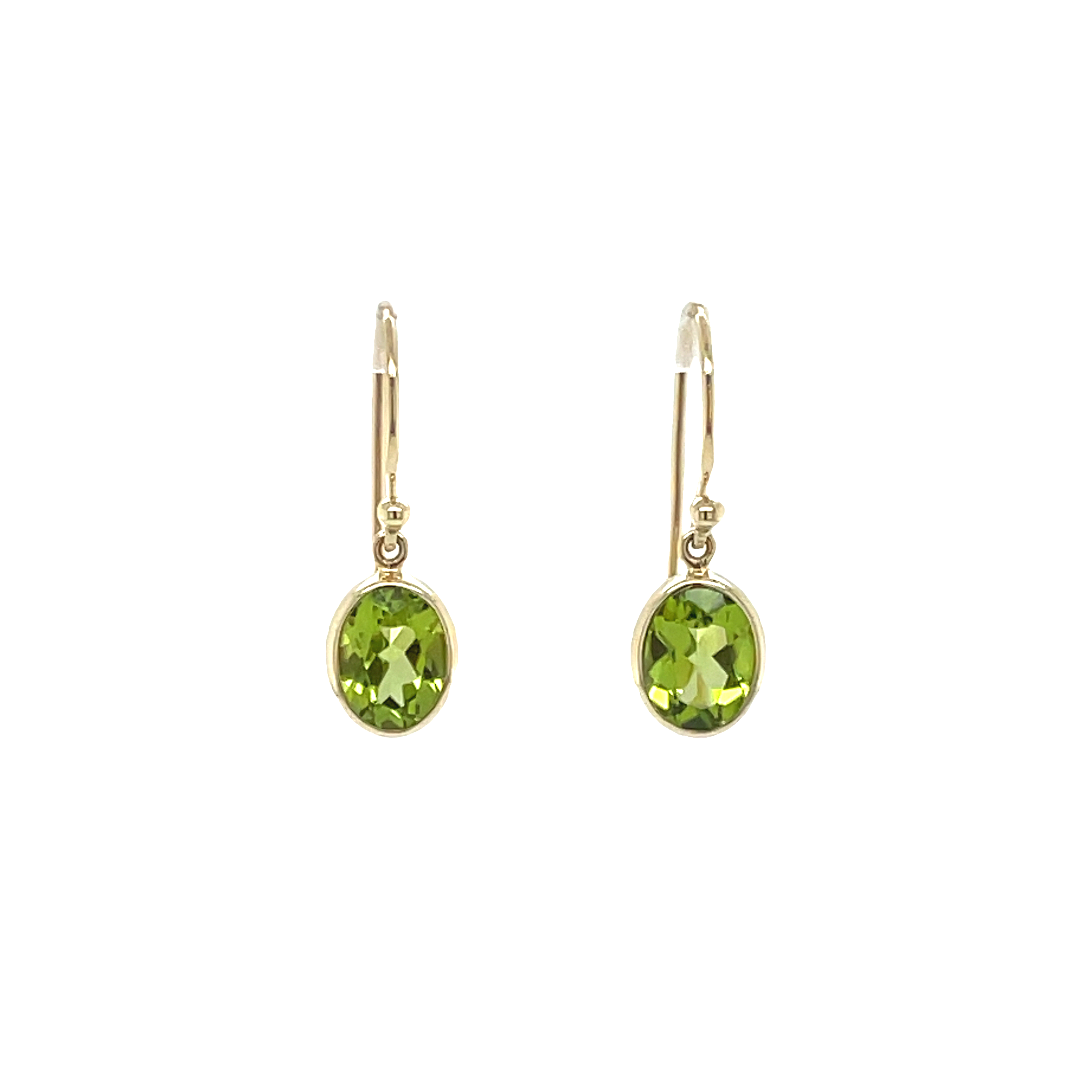 9ct Yellow Gold Oval Peridot Drop Earrings