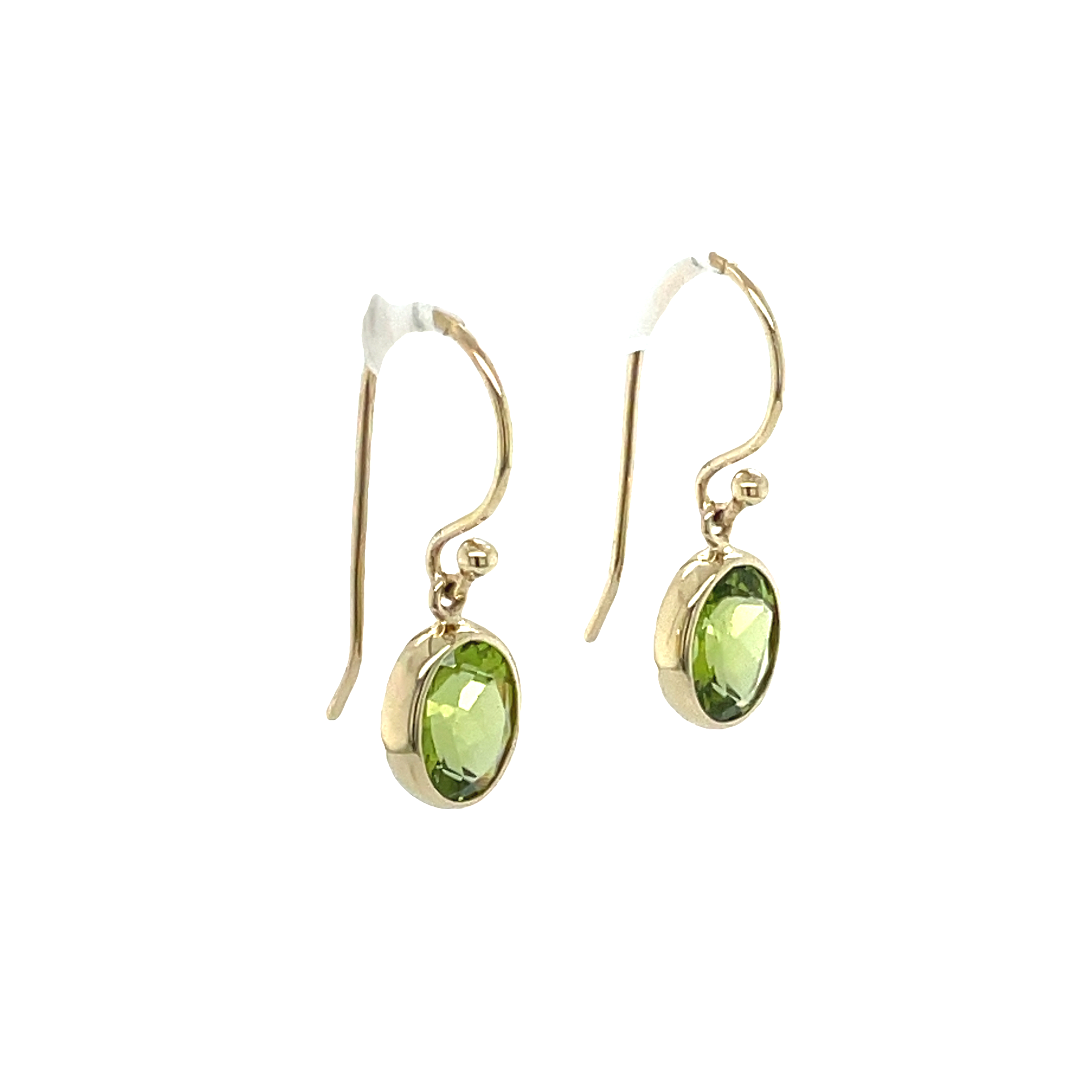 9ct Yellow Gold Oval Peridot Drop Earrings