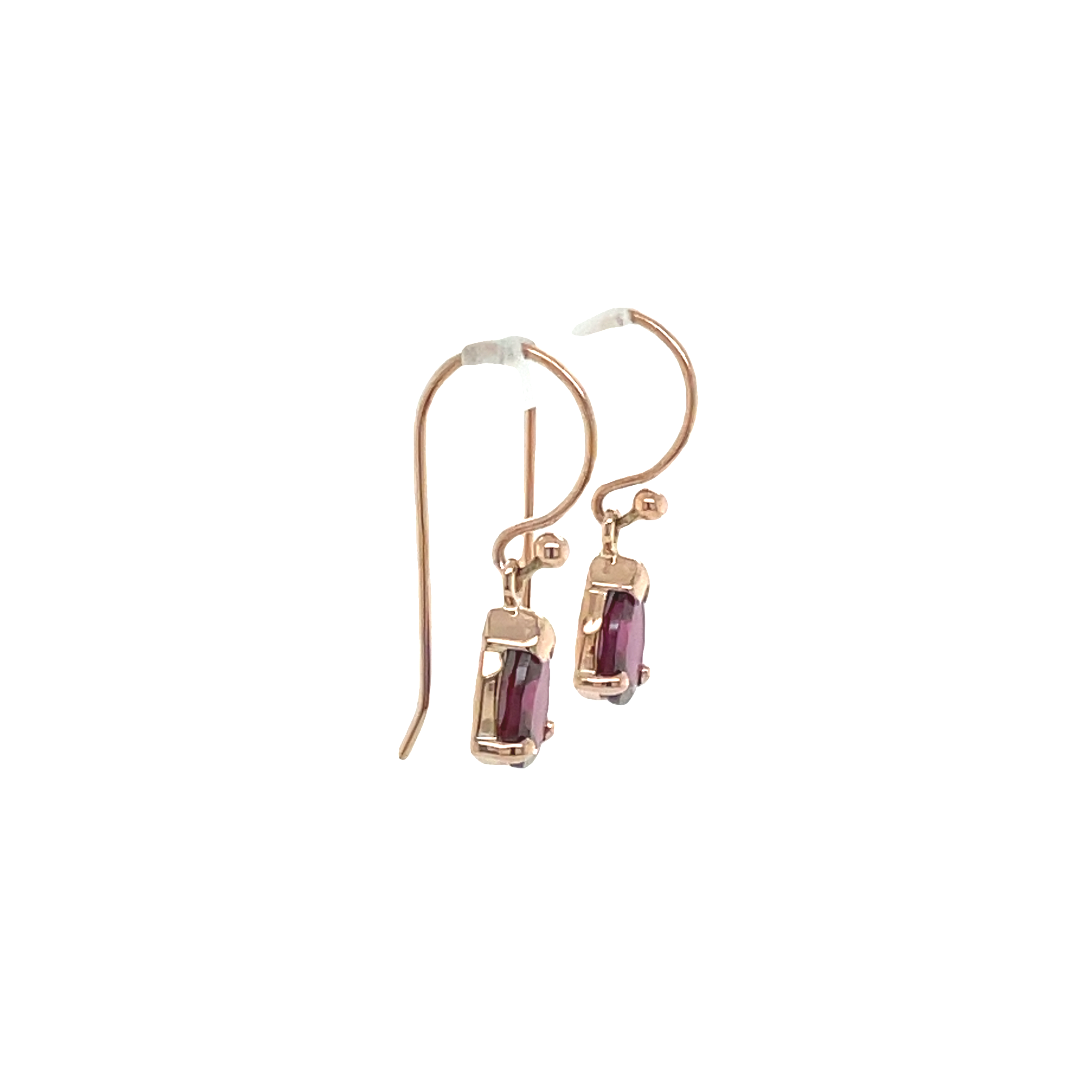 9ct Rose Gold Pear Shape Rhodolite Garnet Drop Earrings