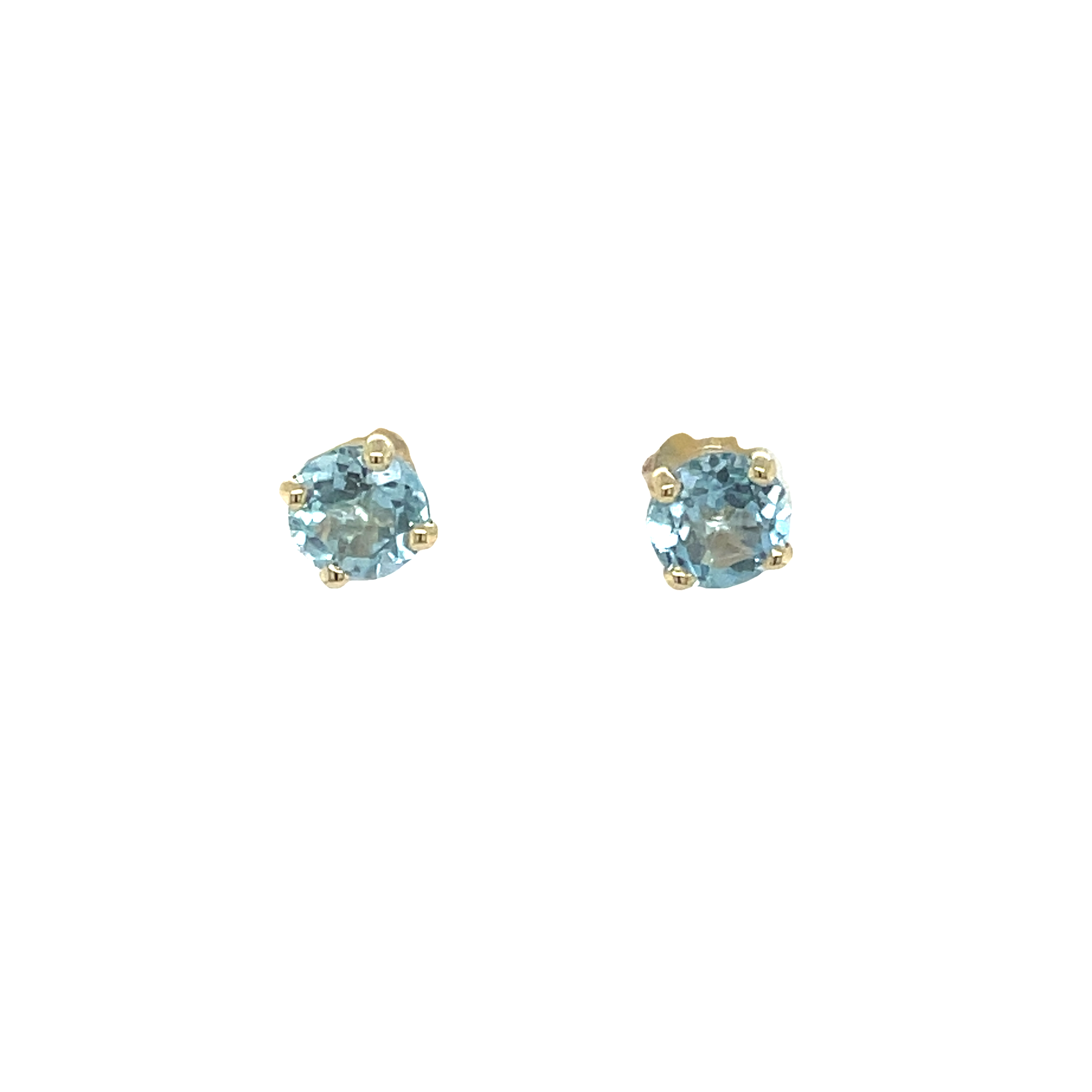 9ct Yellow Gold Round Blue Topaz Stud Earrings