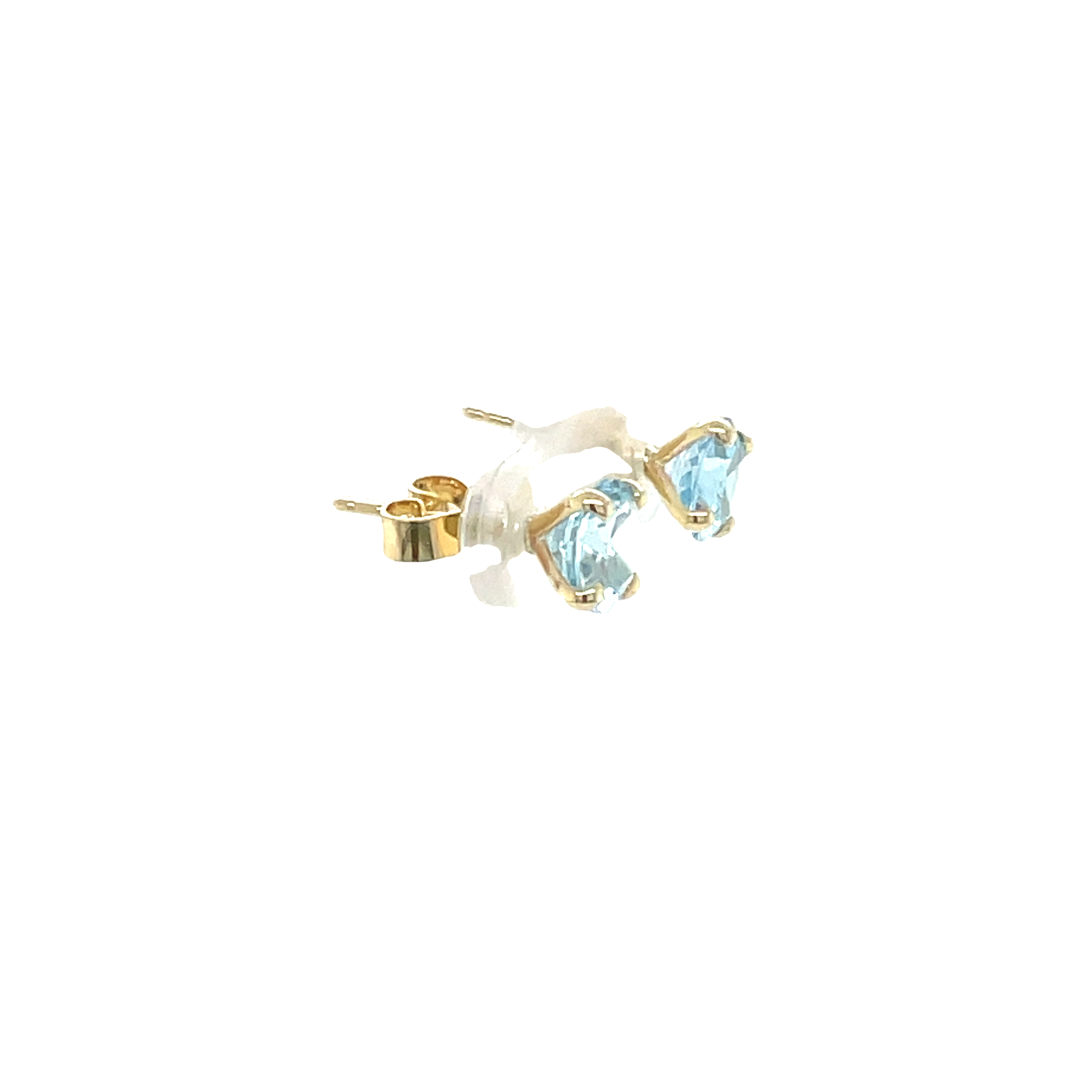 9ct Yellow Gold Round Blue Topaz Stud Earrings