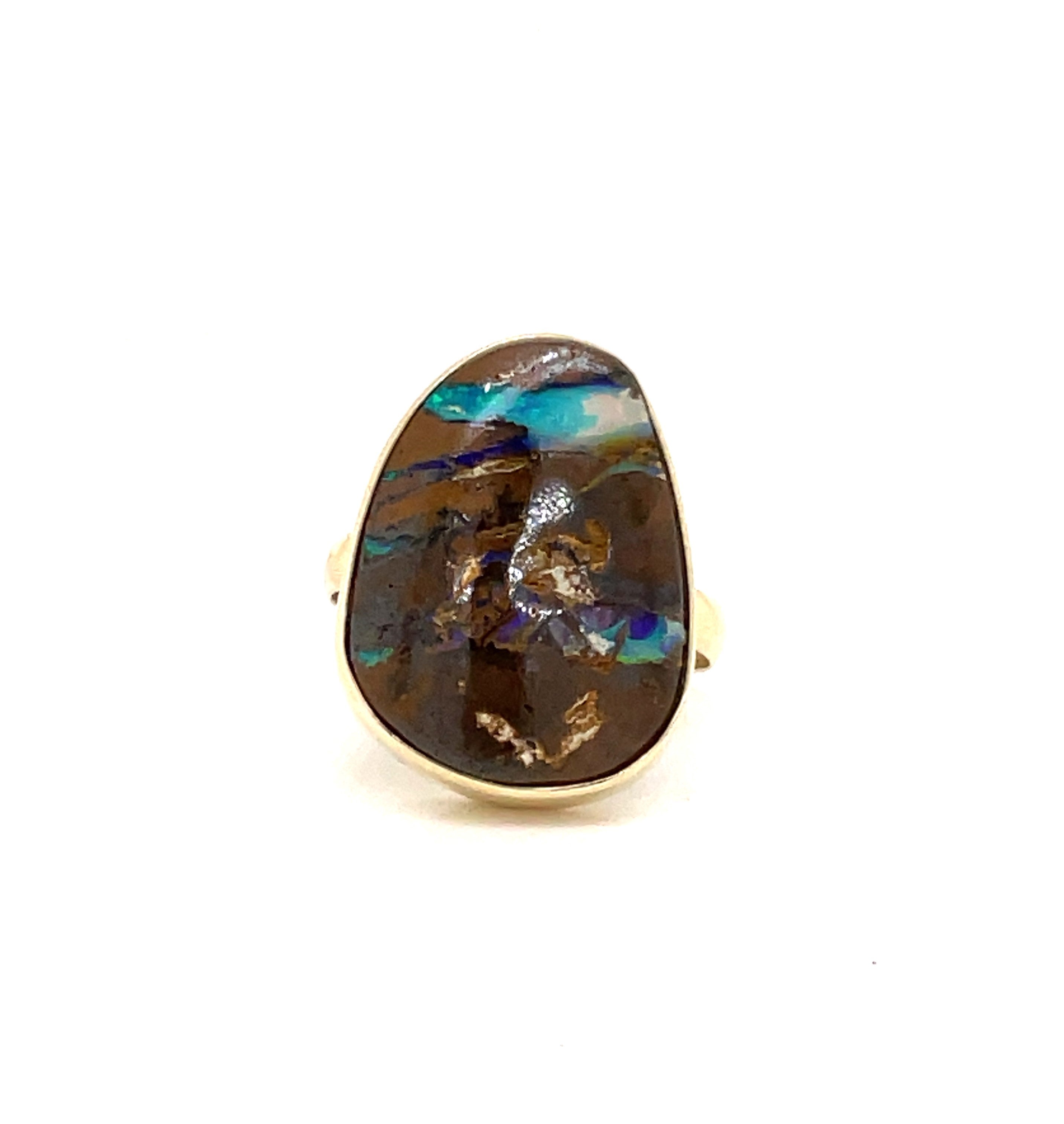 9ct Yellow Gold Australian Boulder Opal Dress Ring
