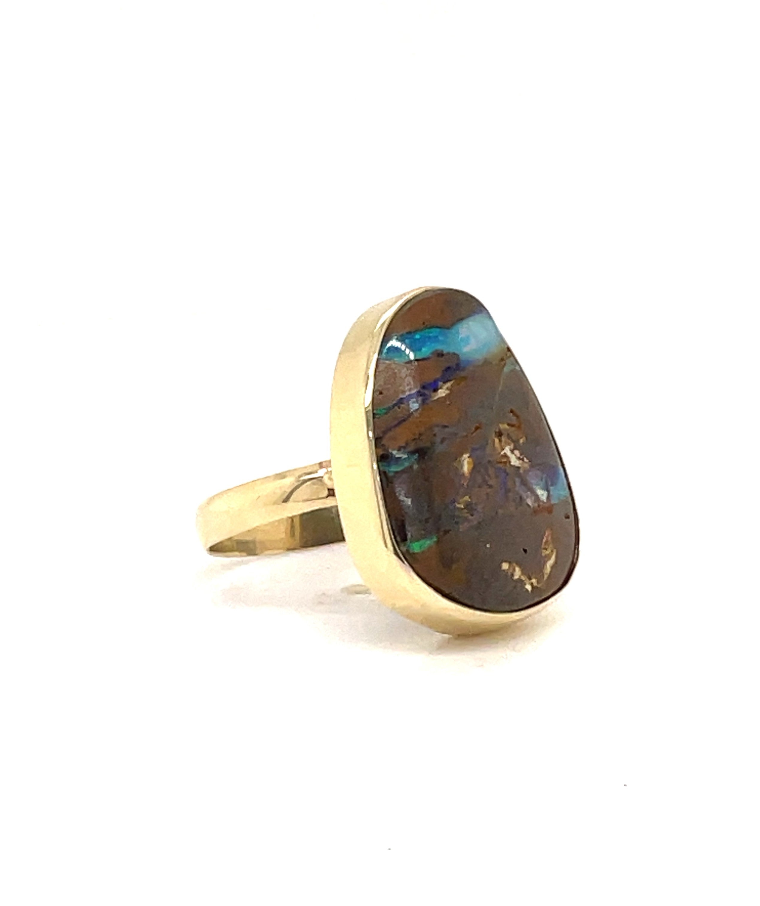 9ct Yellow Gold Australian Boulder Opal Dress Ring