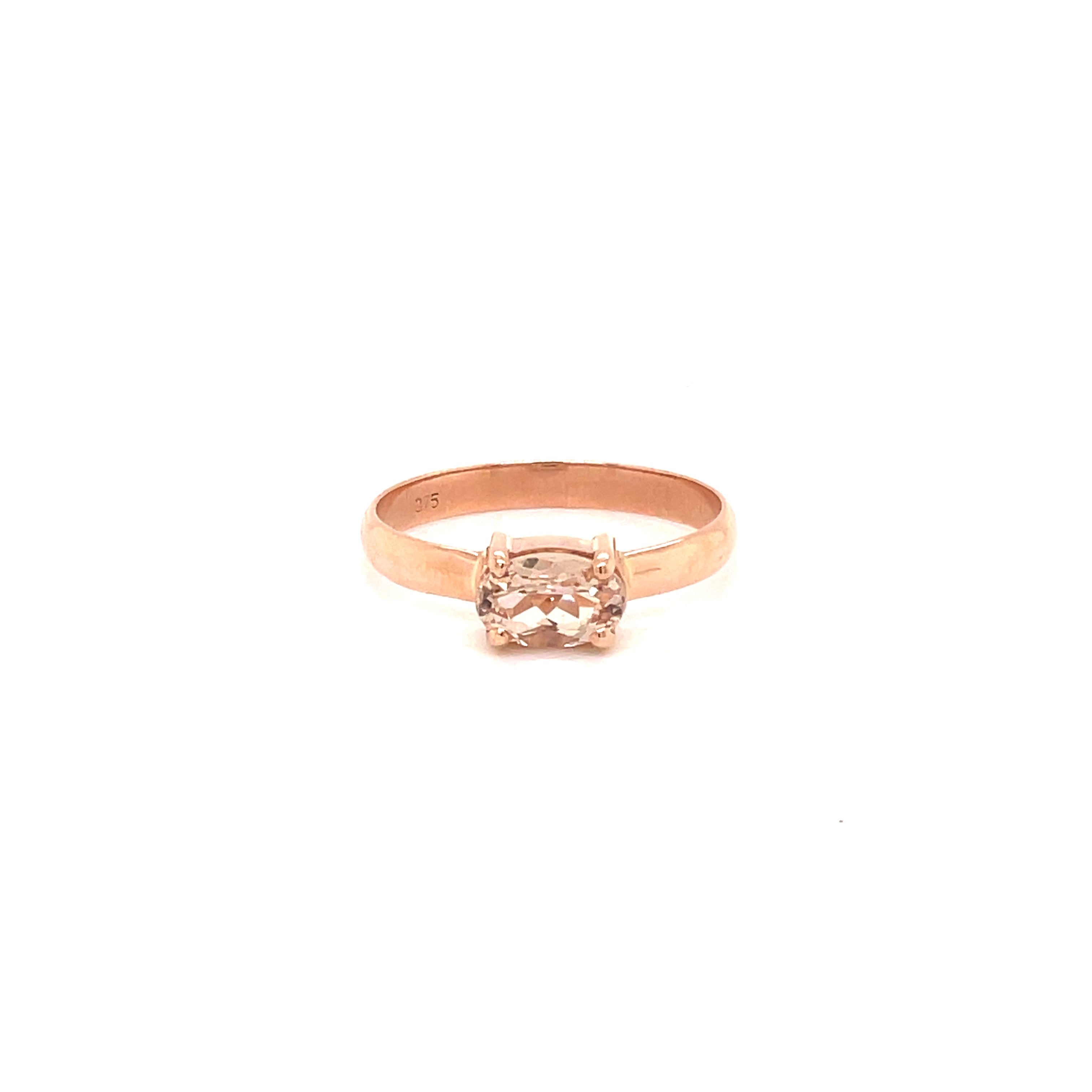 9ct Rose Gold Oval Morganite Dress Ring