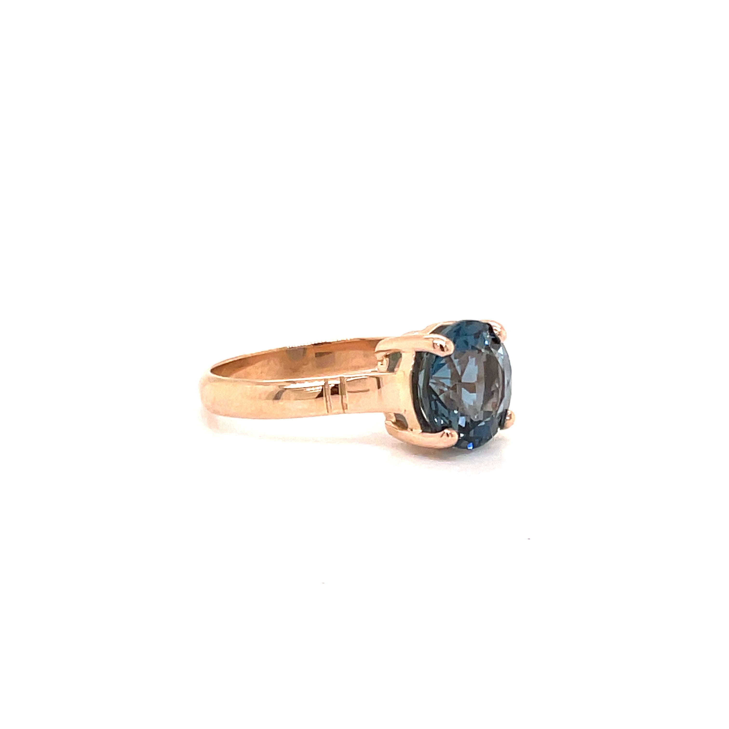 9ct Rose Gold Round London Blue Topaz Dress Ring