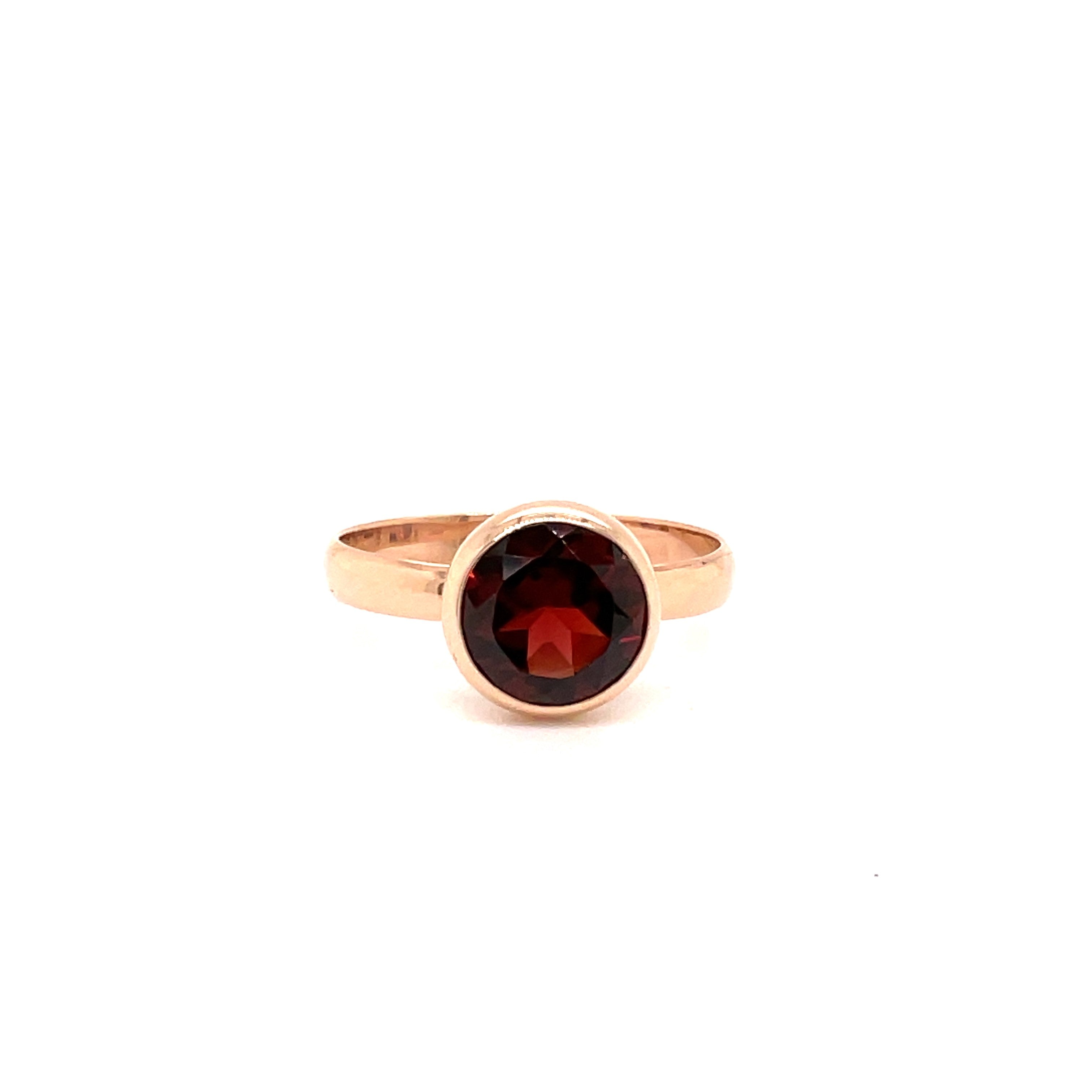 9ct Rose Gold Round Garnet Ring