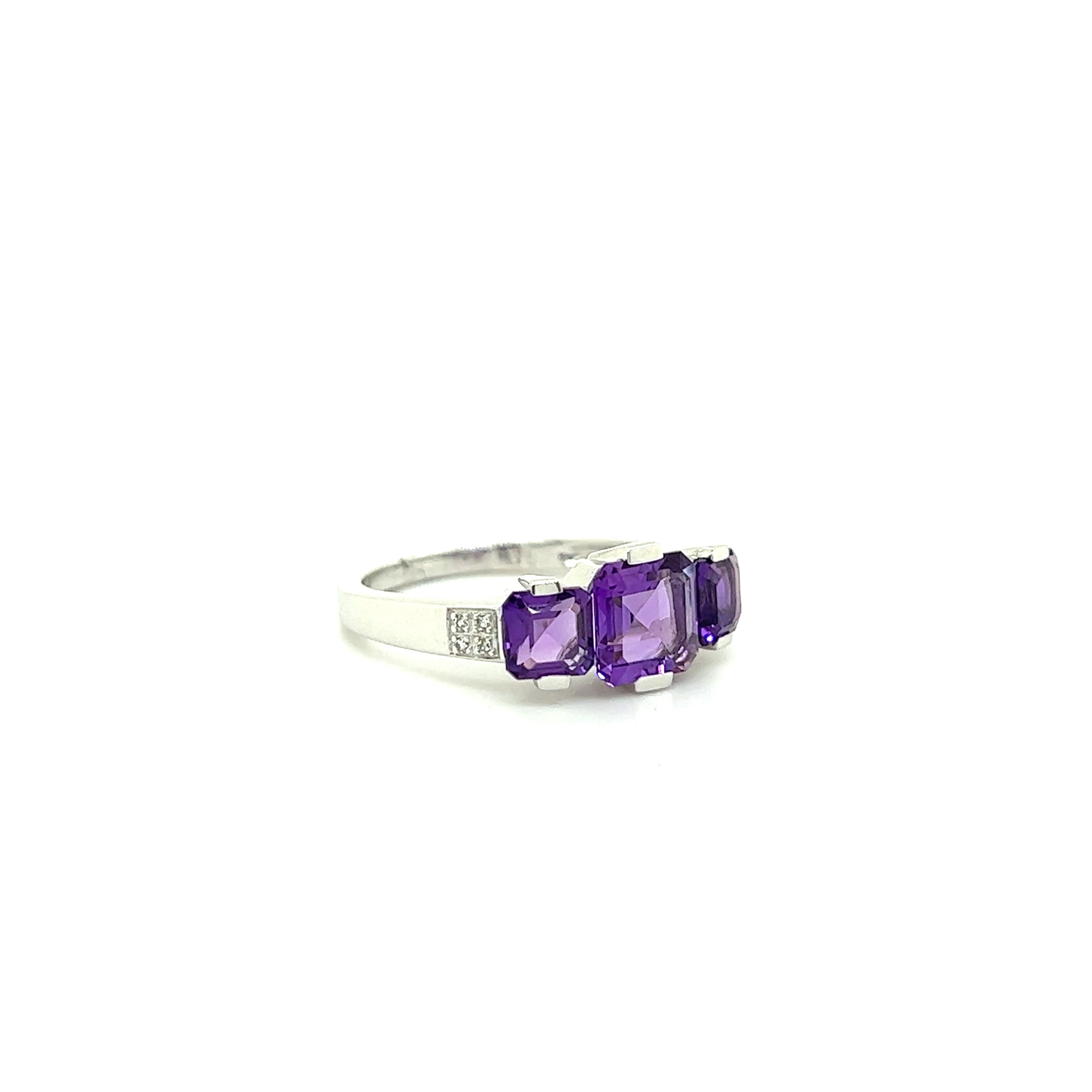 9ct white gold amethyst and diamond ring