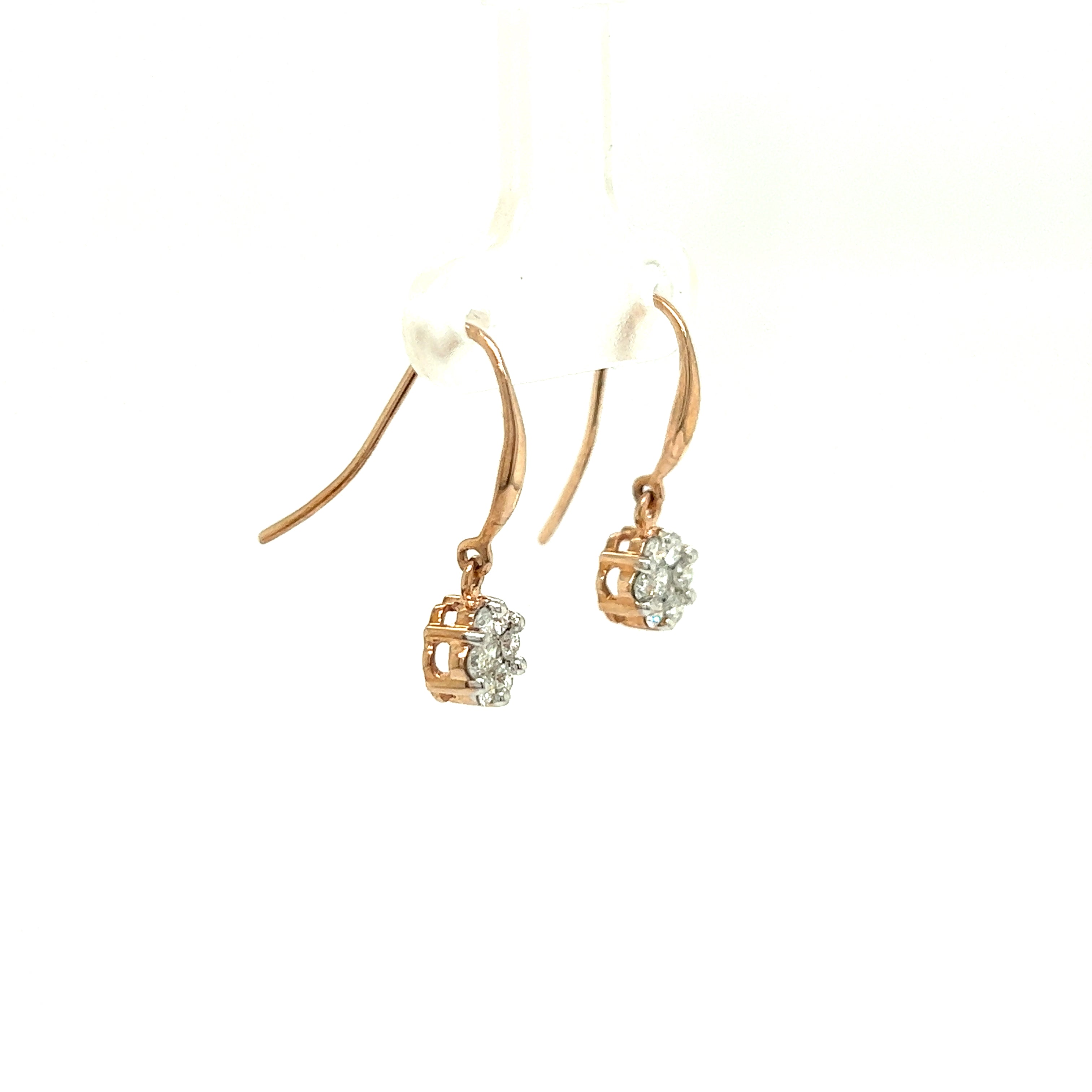 9ct rose gold diamond cluster earrings