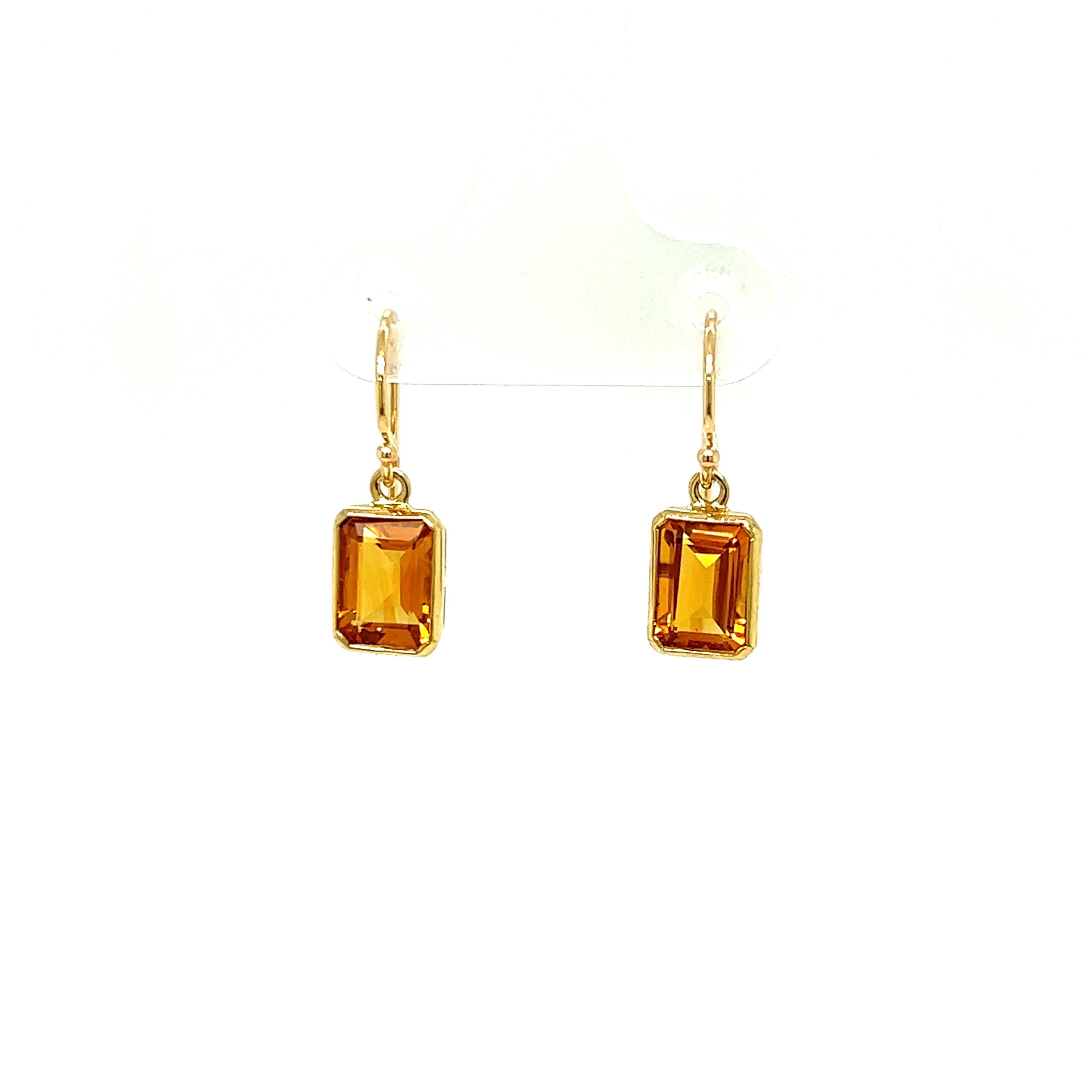 9ct yellow gold citrine drop earrings