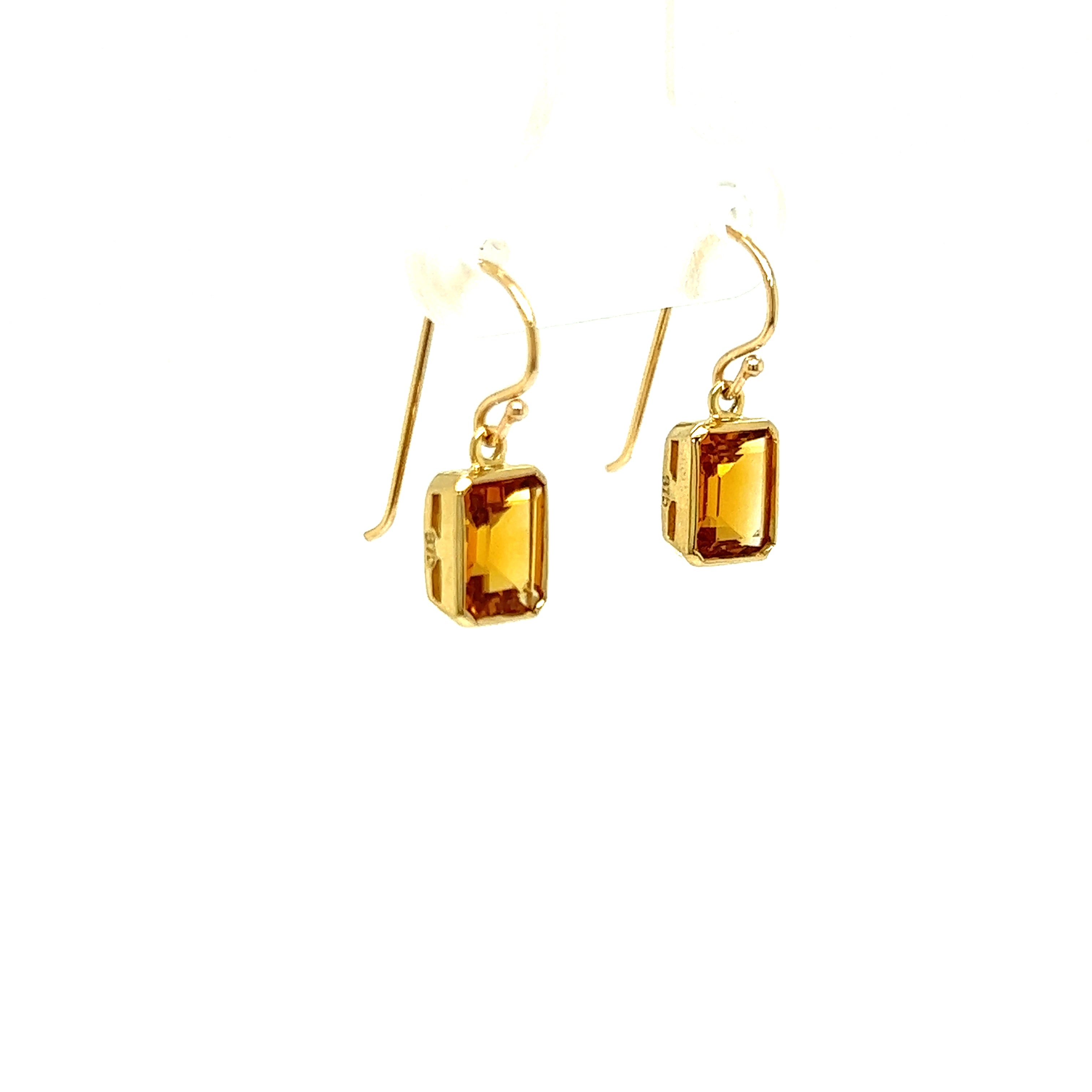 9ct yellow gold citrine drop earrings
