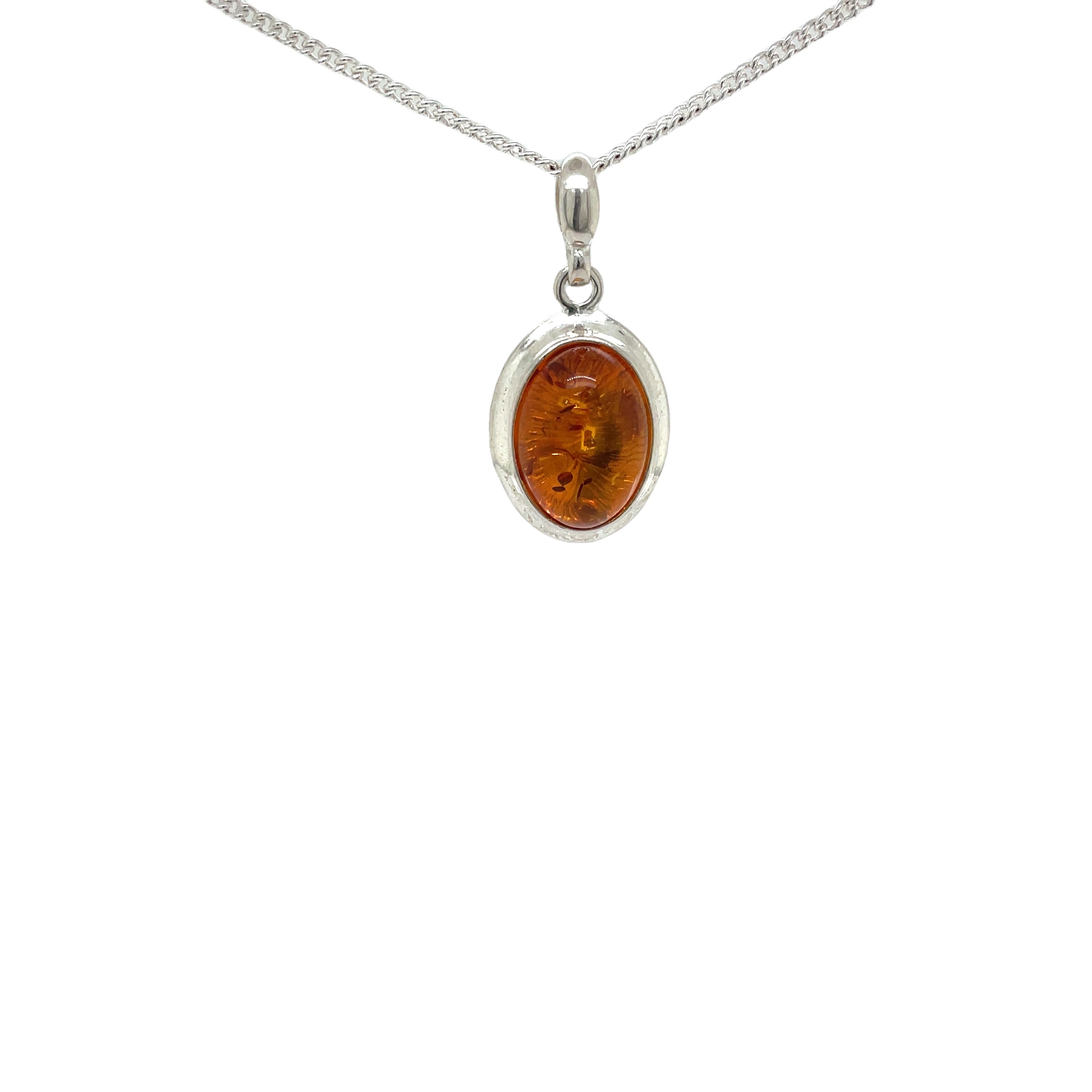Sterling Silver Wide Bezel Amber Pendant