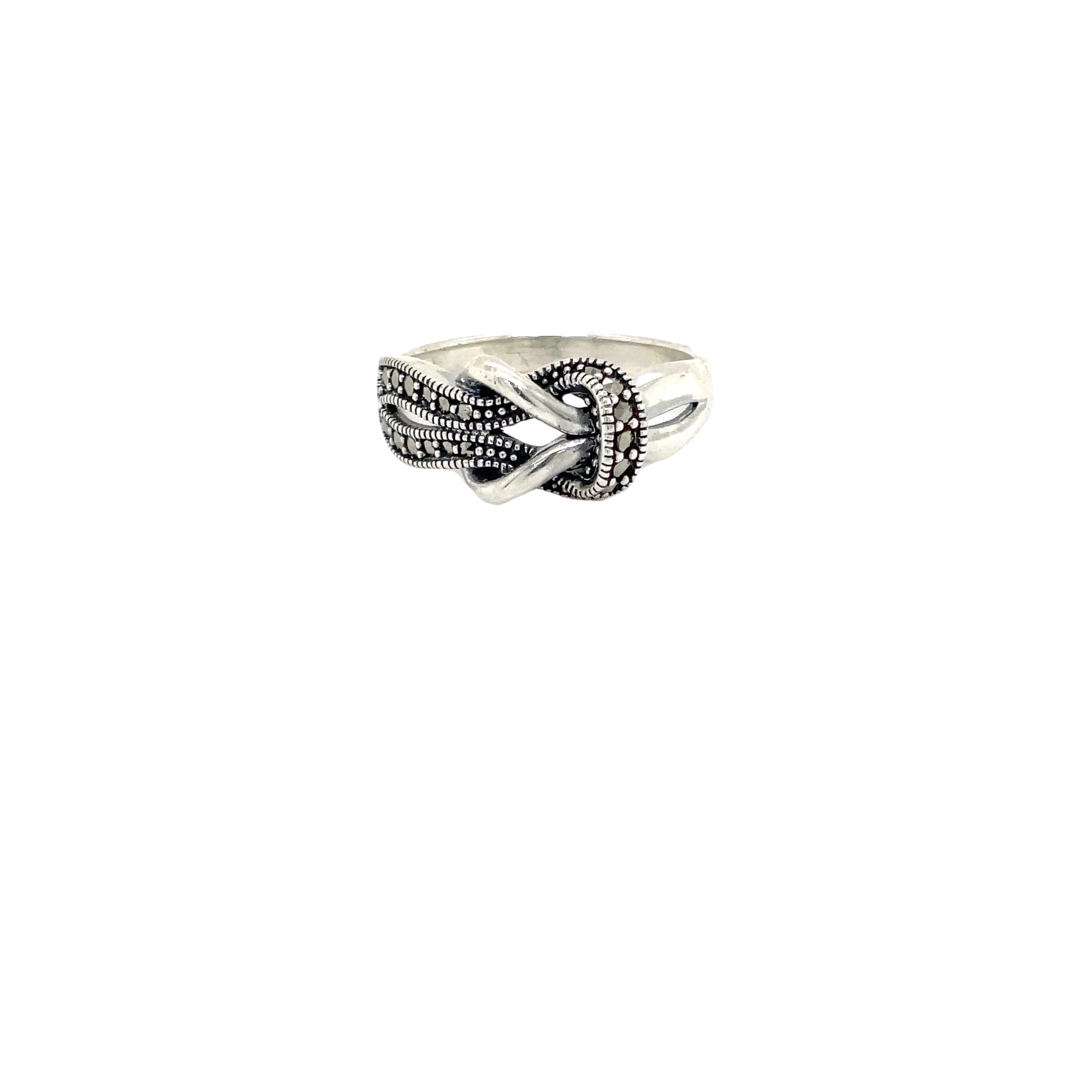Sterling Silver Marcasite Knot Patterned Ring