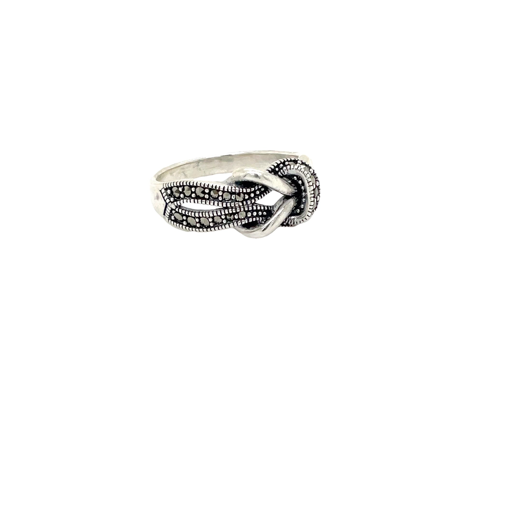 Sterling Silver Marcasite Knot Patterned Ring