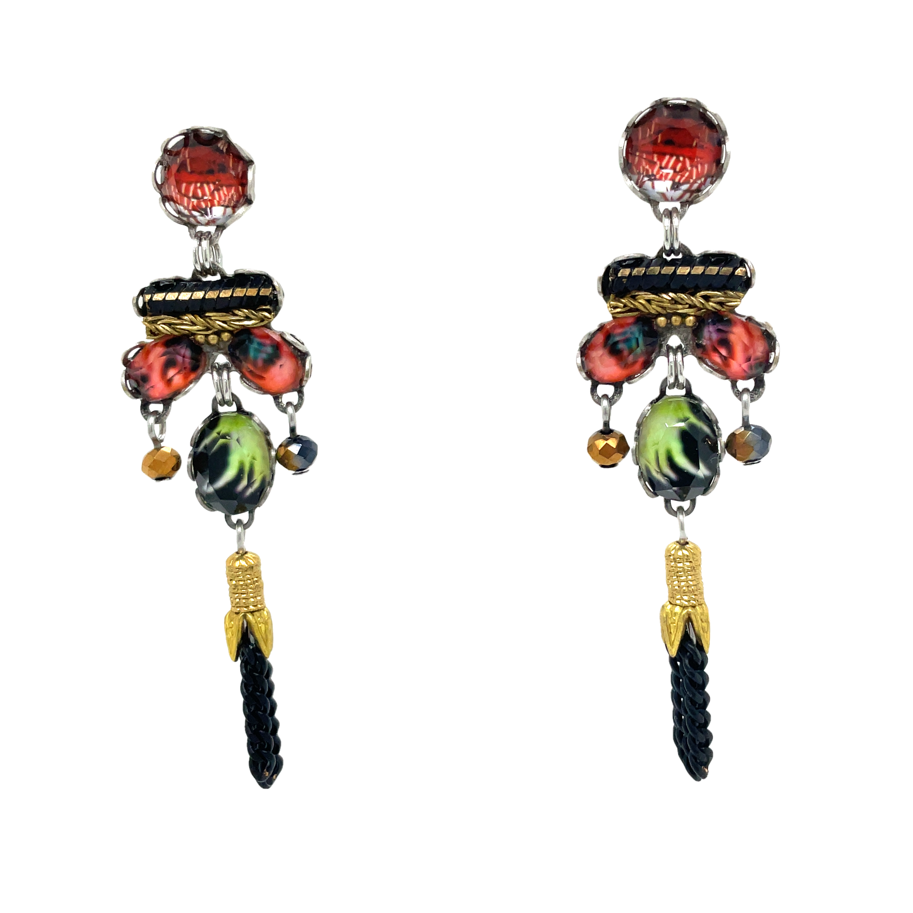 Handcrafted Fabric and Bead Earrings