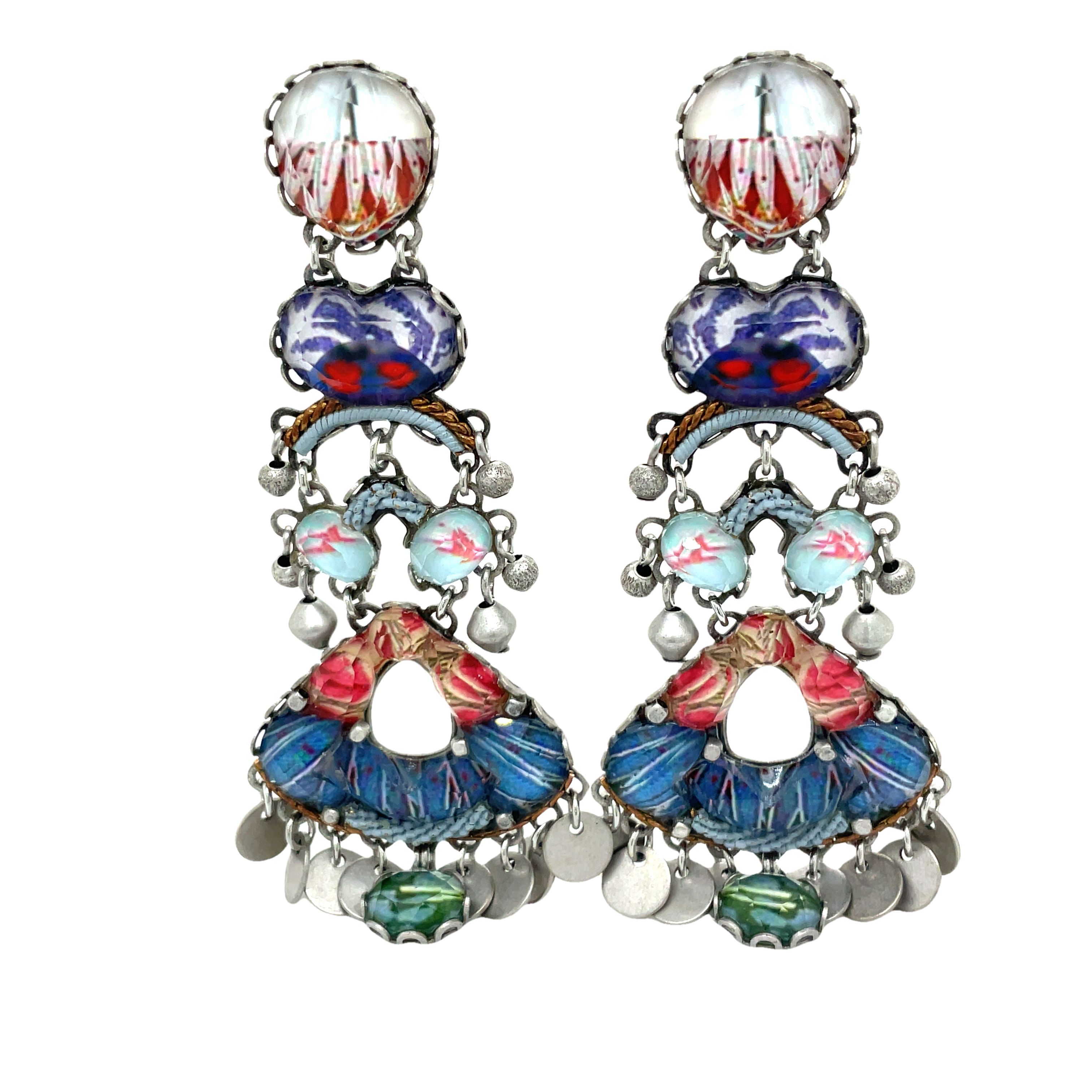 Handcrafted Fabric and Bead Earrings