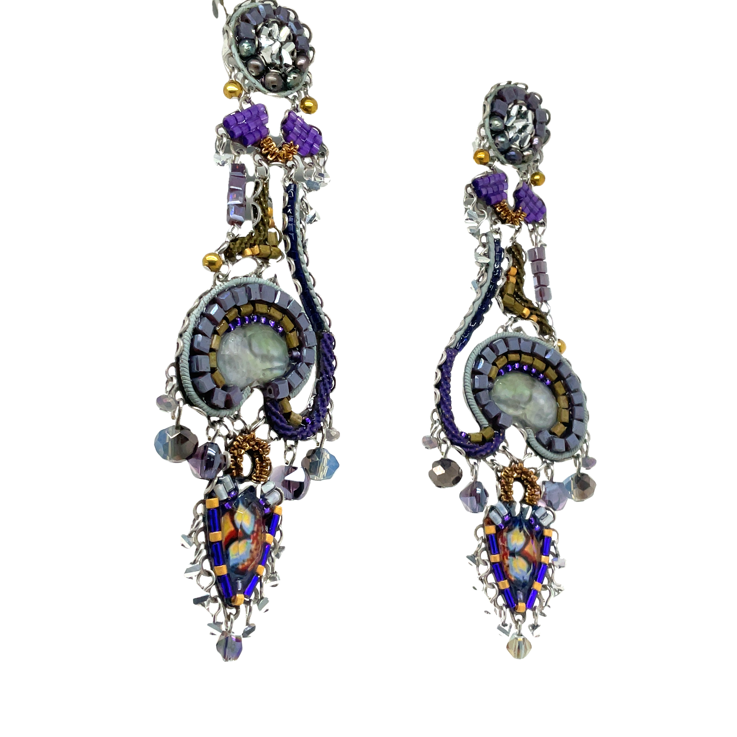 Handcrafted Fabric and Bead Earrings
