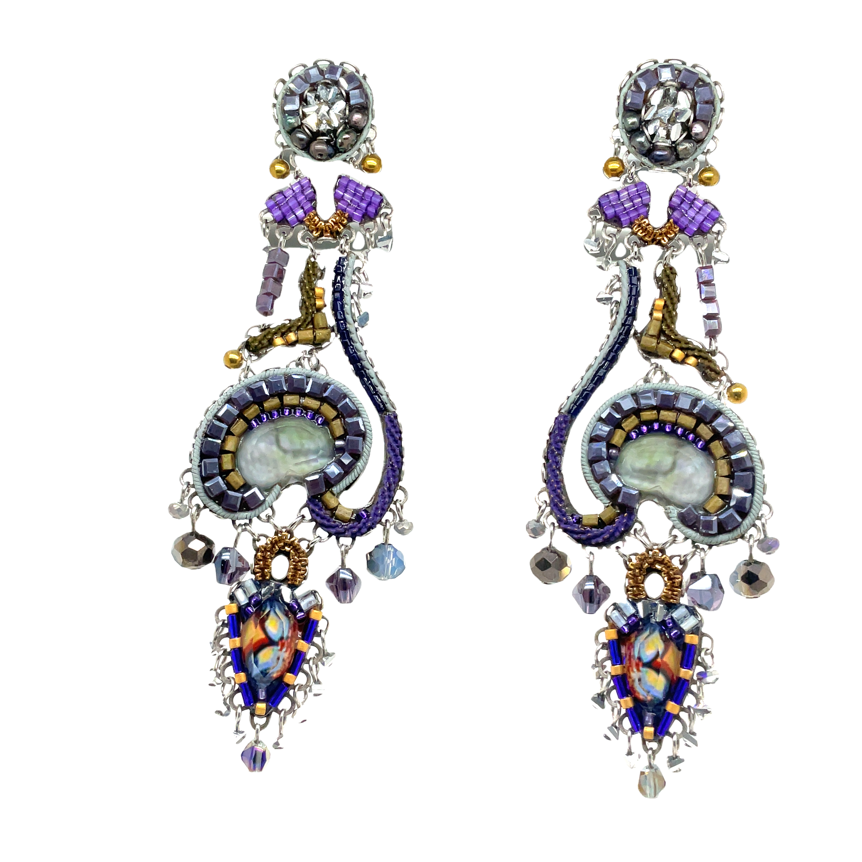 Handcrafted Fabric and Bead Earrings
