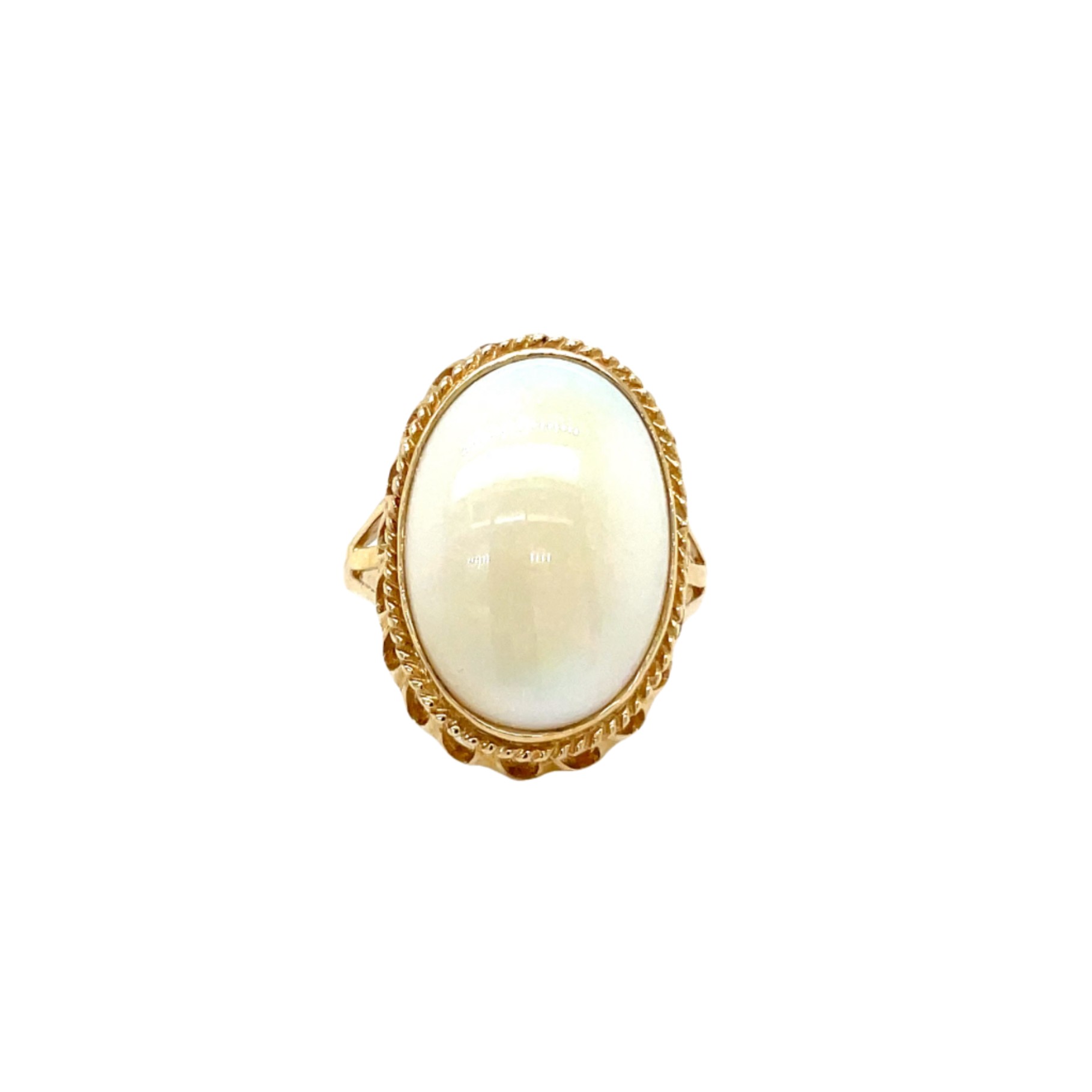 9ct Yellow Gold Australian White Opal Dress Ring