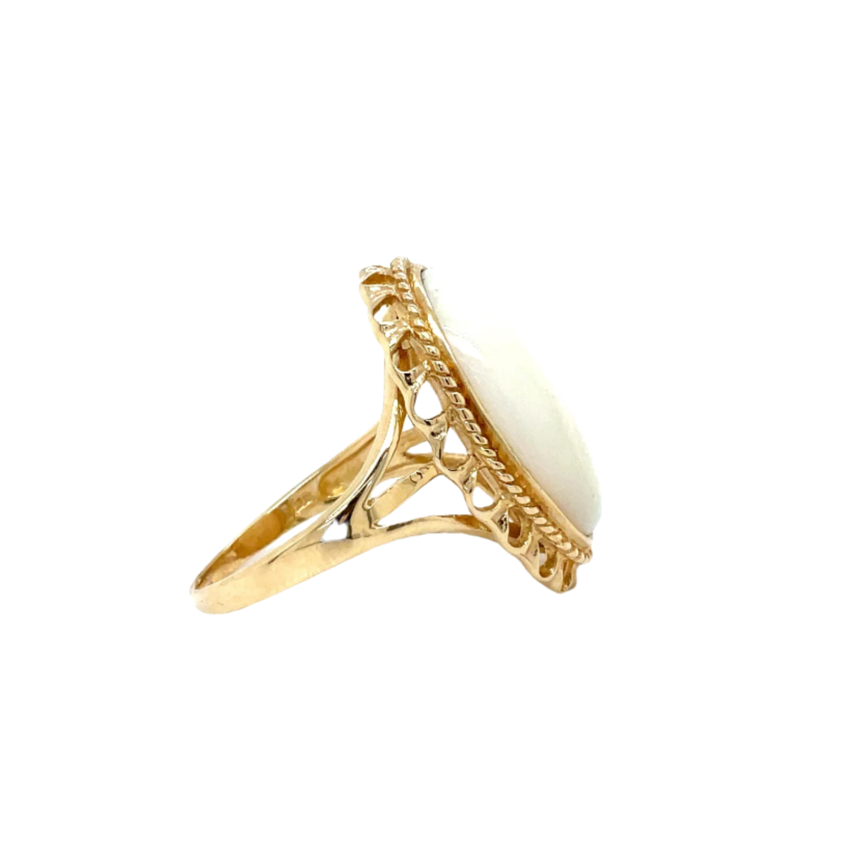 9ct Yellow Gold Australian White Opal Dress Ring