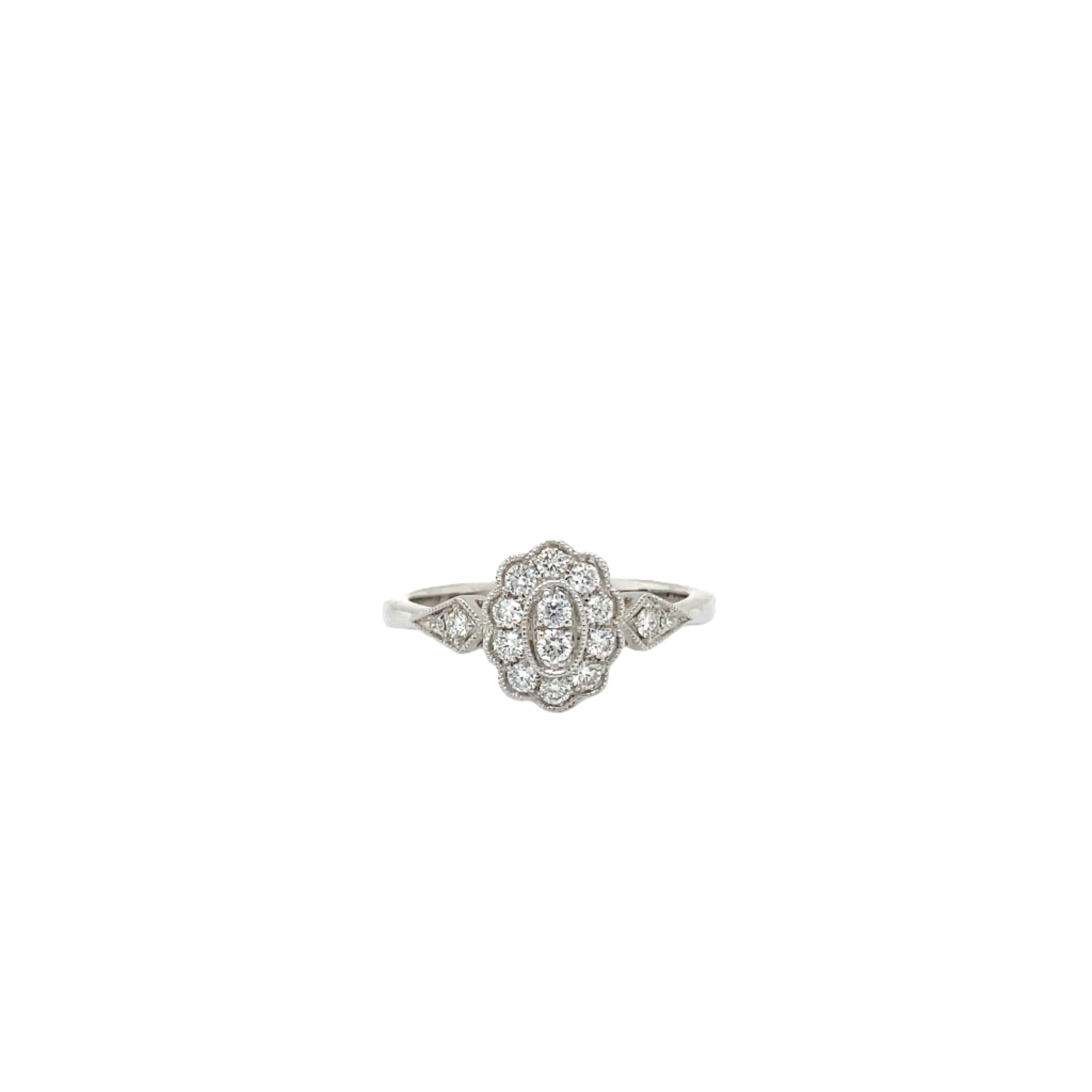 18ct White Gold Diamond Art Deco Ring