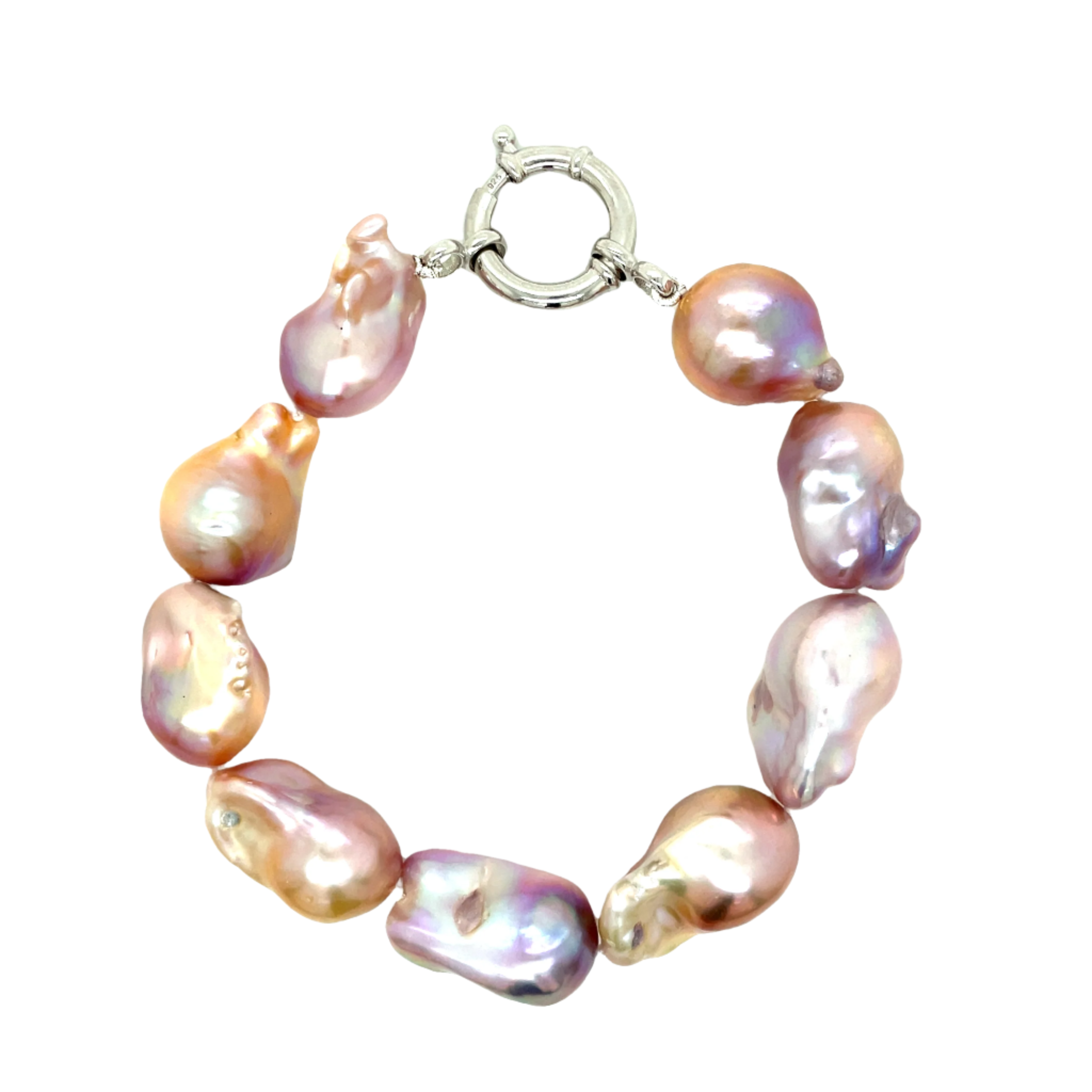 Sterling Silver Baroque Pink Pearl Bracelet