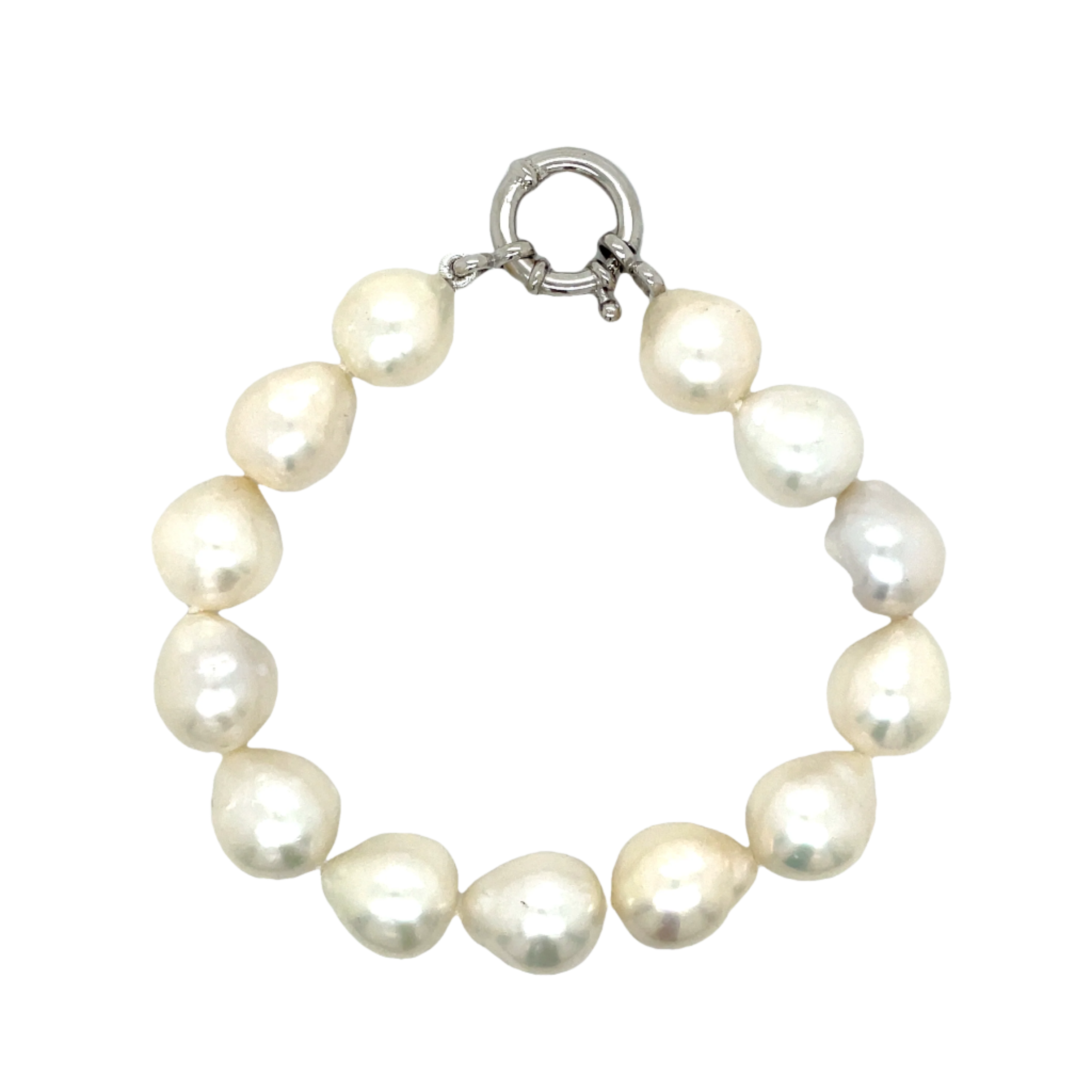 Sterling Silver White Baroque Pearl Bracelet