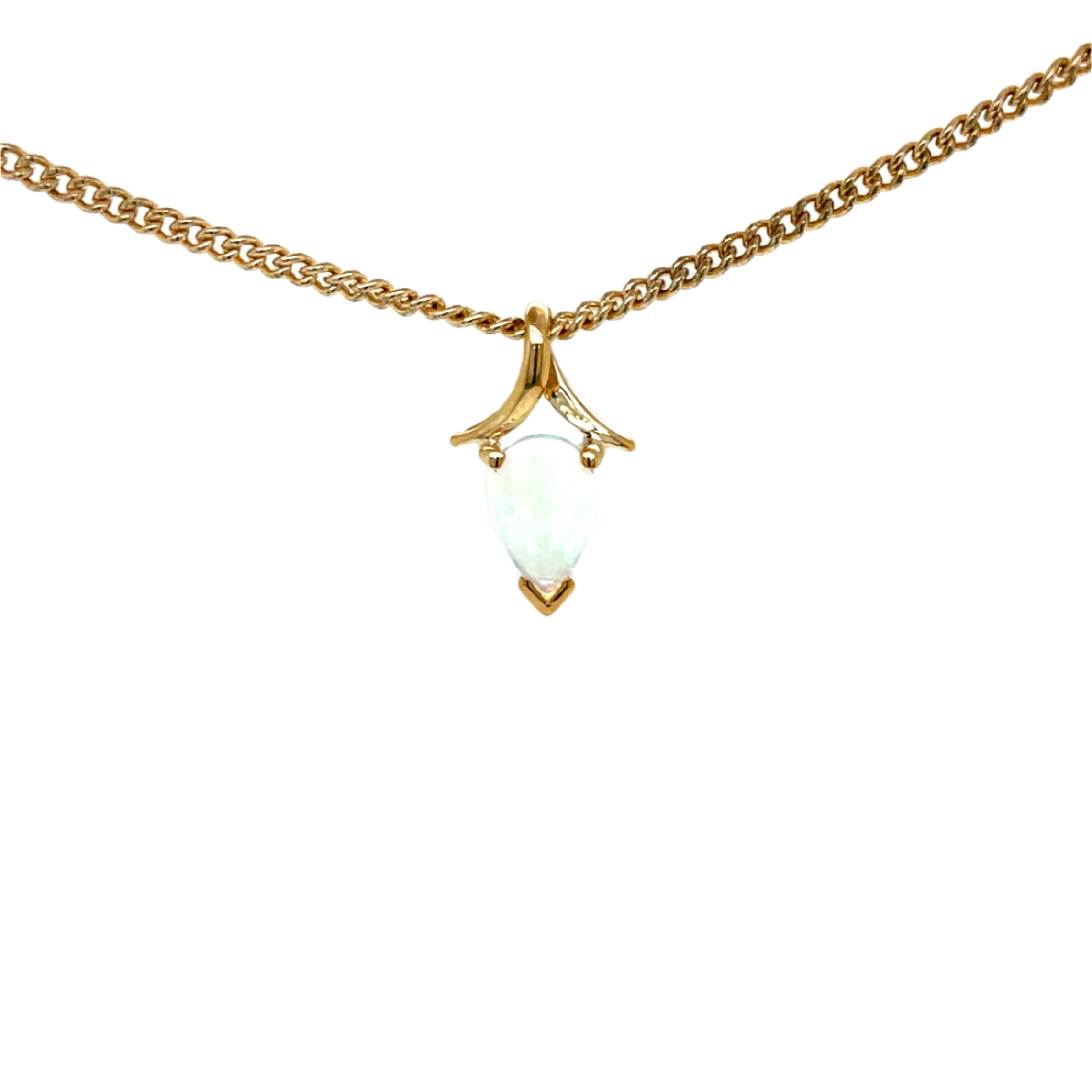 9ct Yellow Gold Pear Shape White Opal Pendant