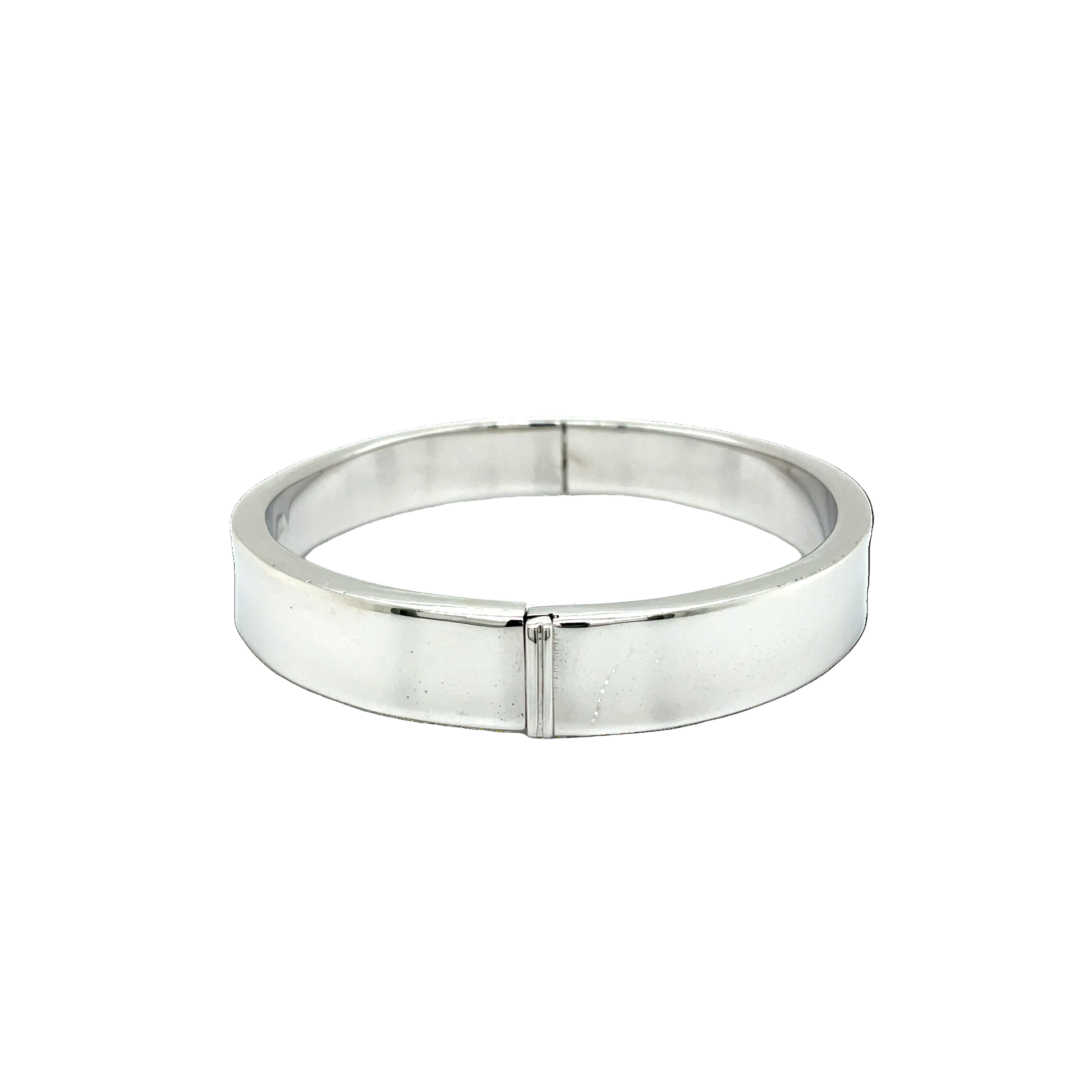 Sterling Silver Square Edge Plain Hinged Bangle