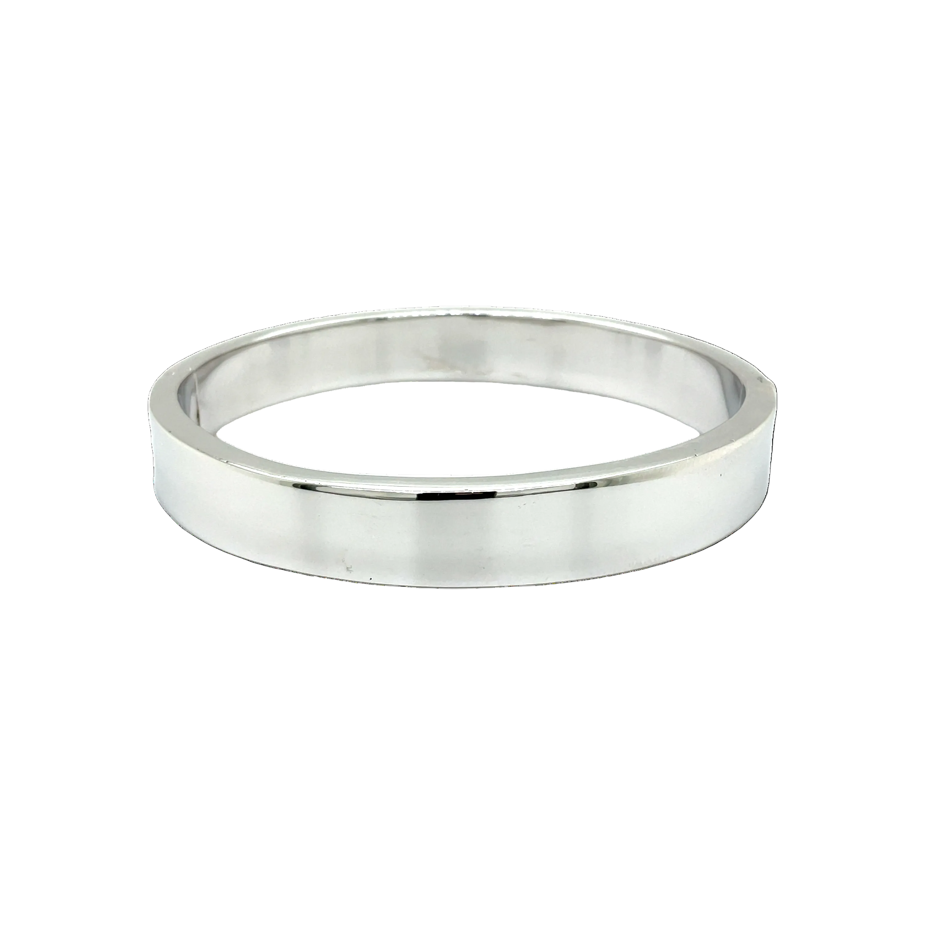 Sterling Silver Square Edge Plain Hinged Bangle