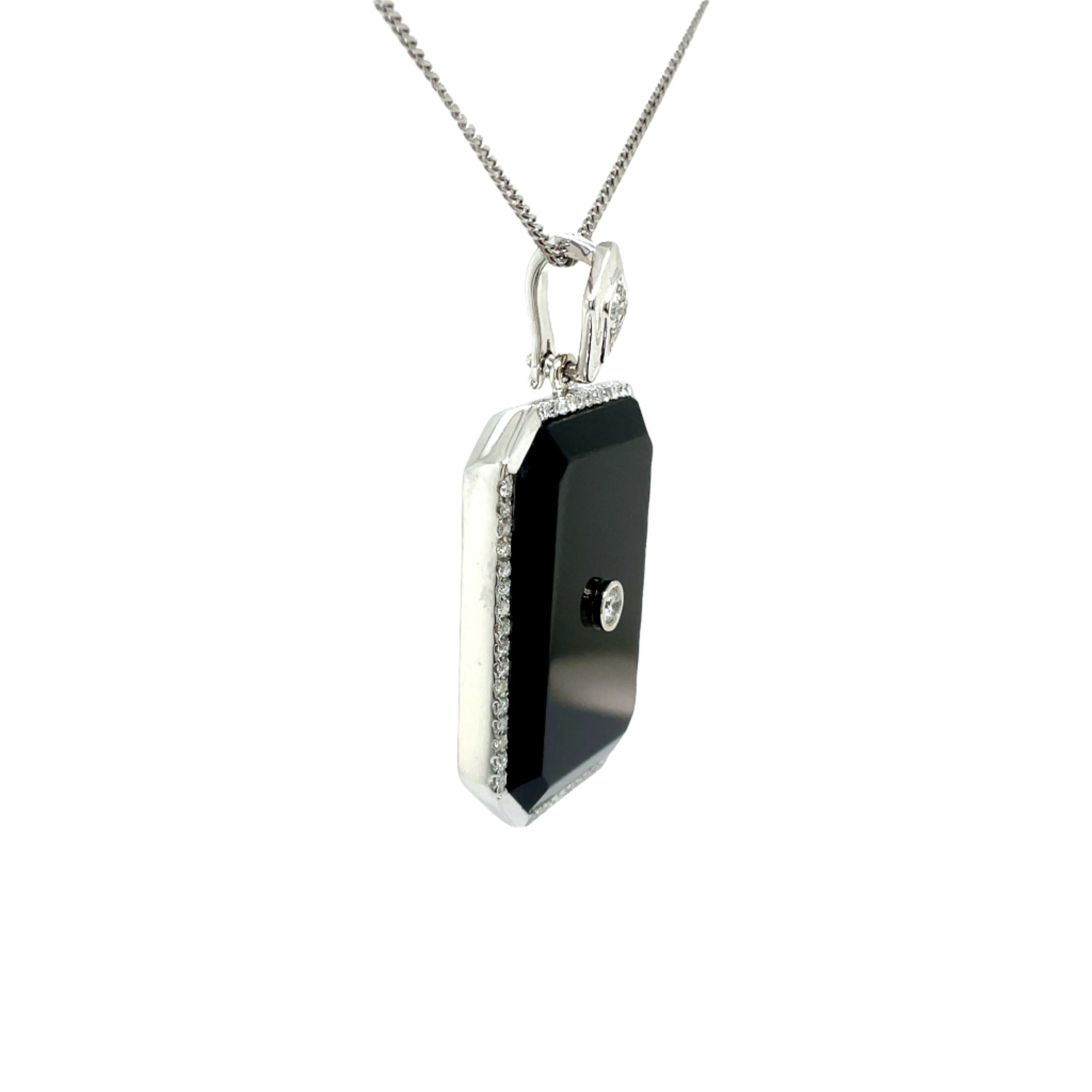 9ct White Gold Black Onyx and Diamond Enhancer