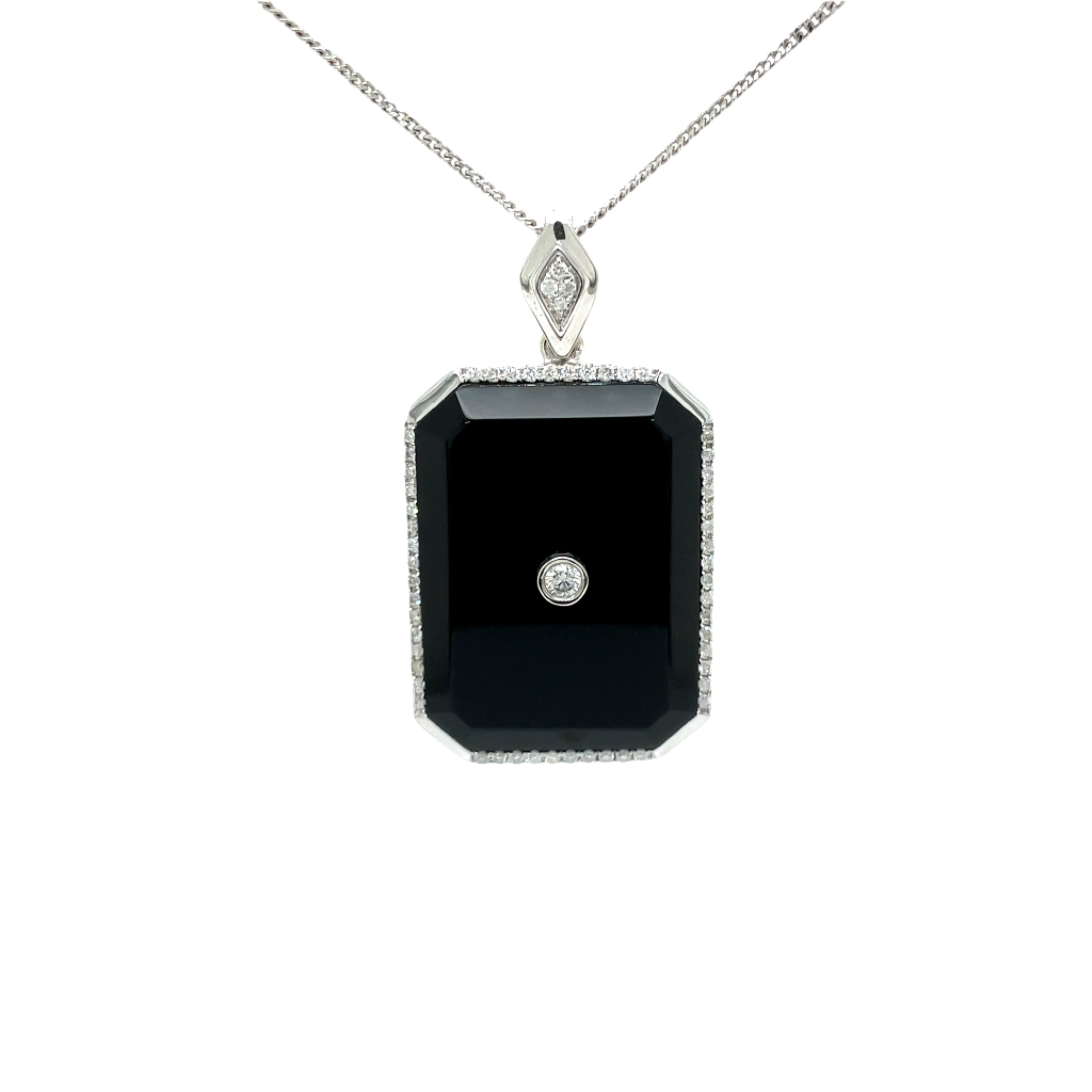 9ct White Gold Black Onyx and Diamond Enhancer