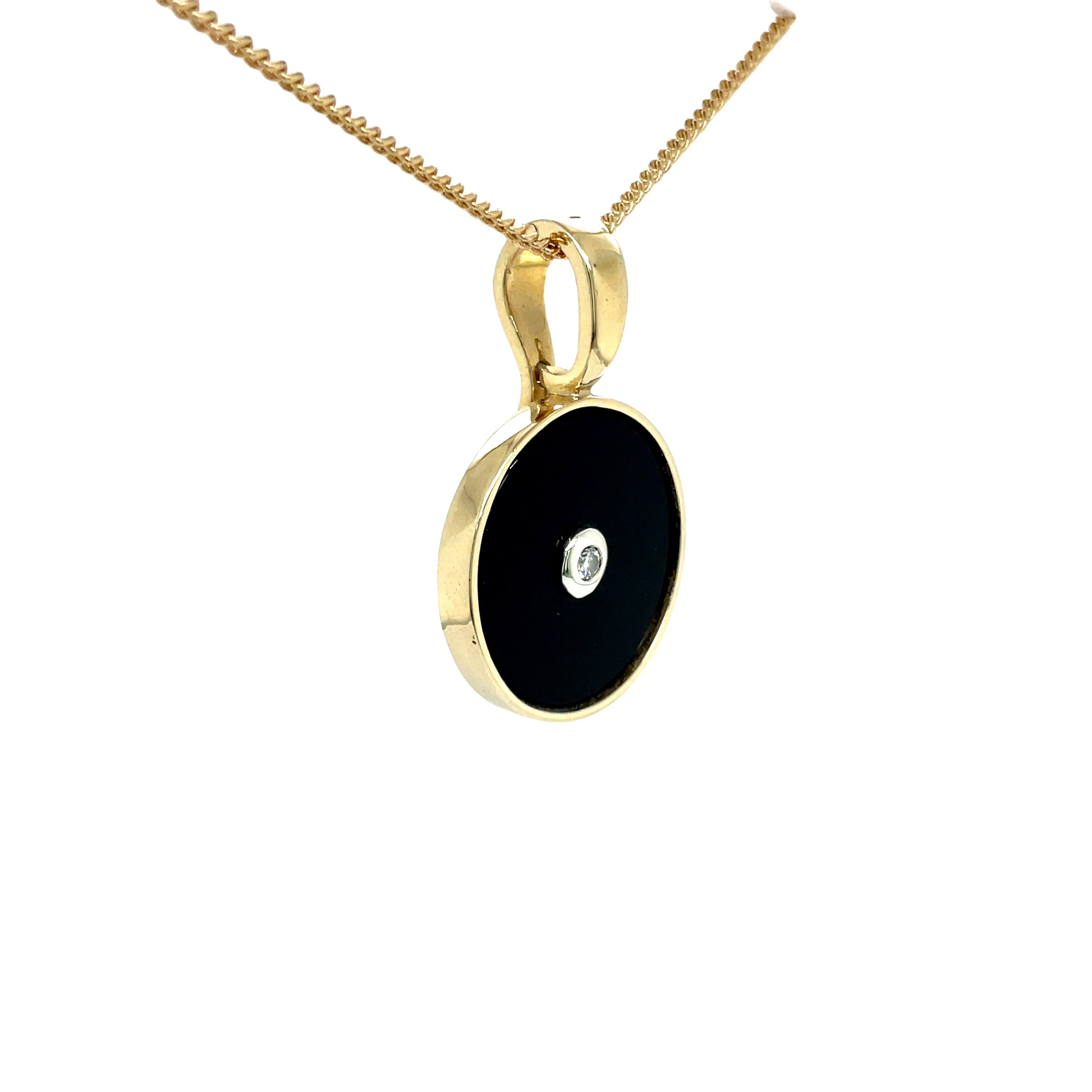 9ct Yellow Gold Round Onyx and Diamond Enhancer