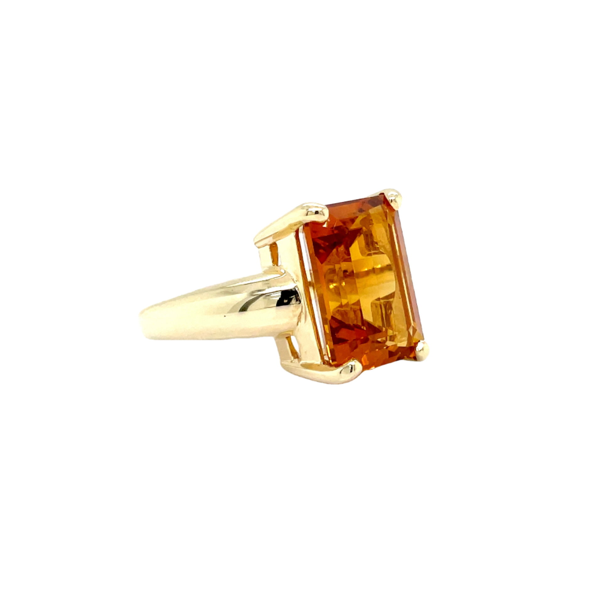 9ct Yellow Gold Emerald Cut Citrine Ring