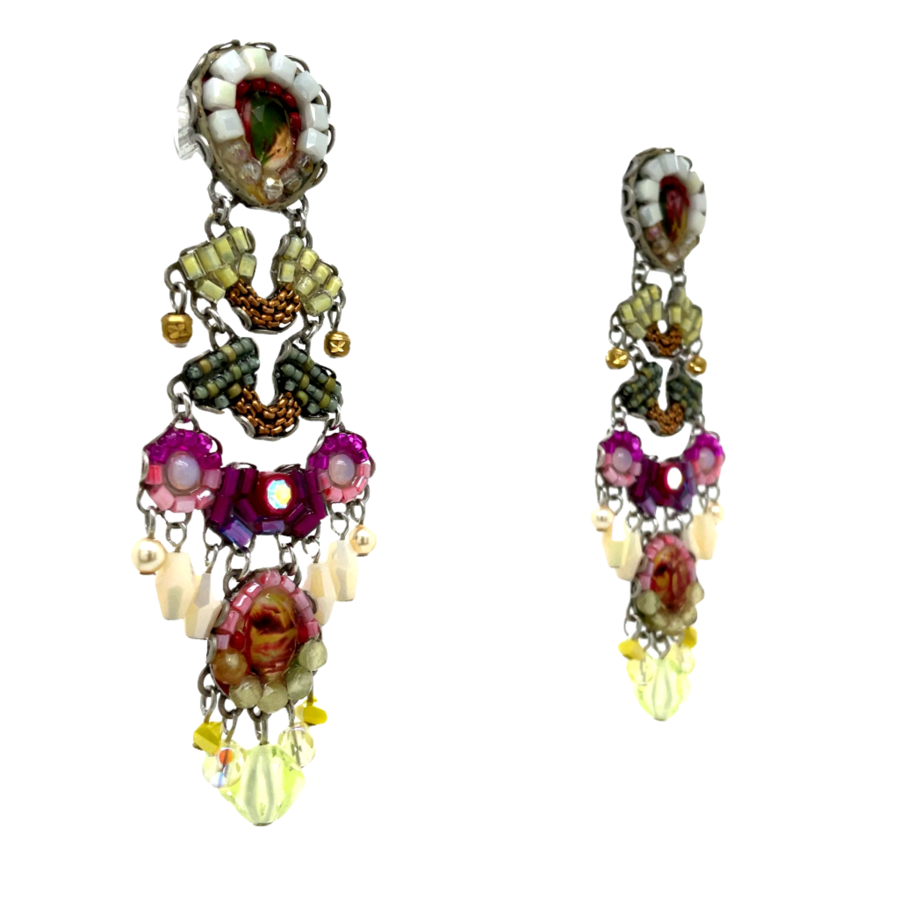 Handcrafted Fabric and Bead Earrings