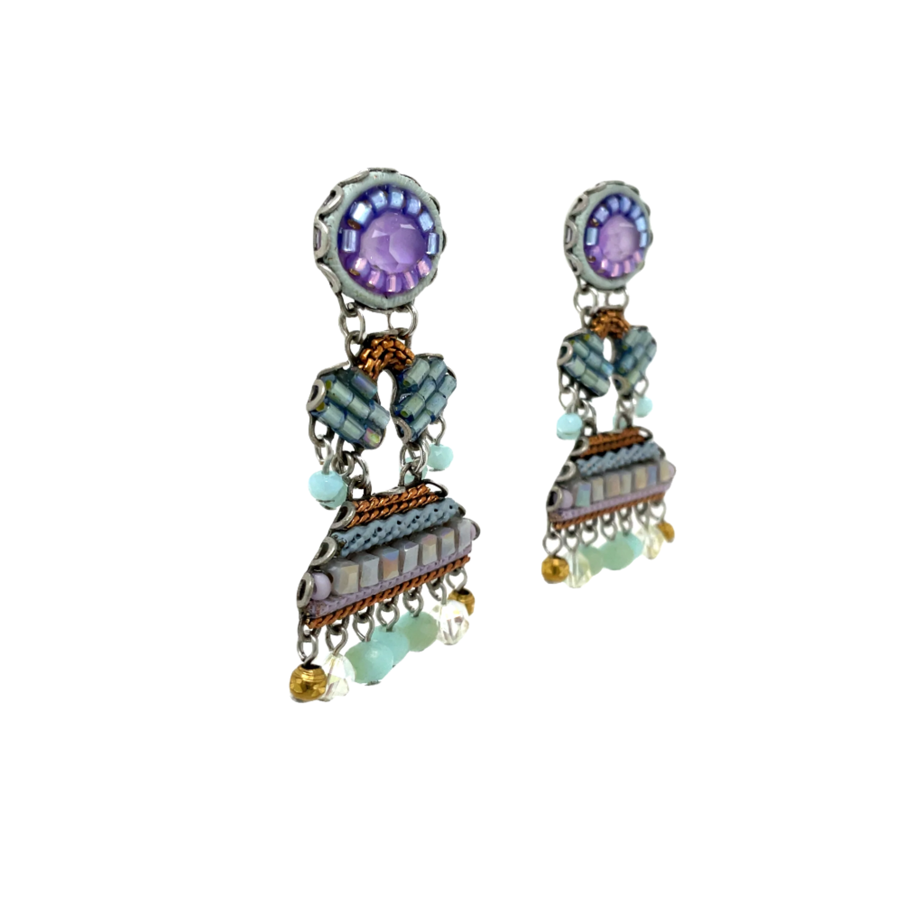 Handcrafted Fabric and Bead Earrings