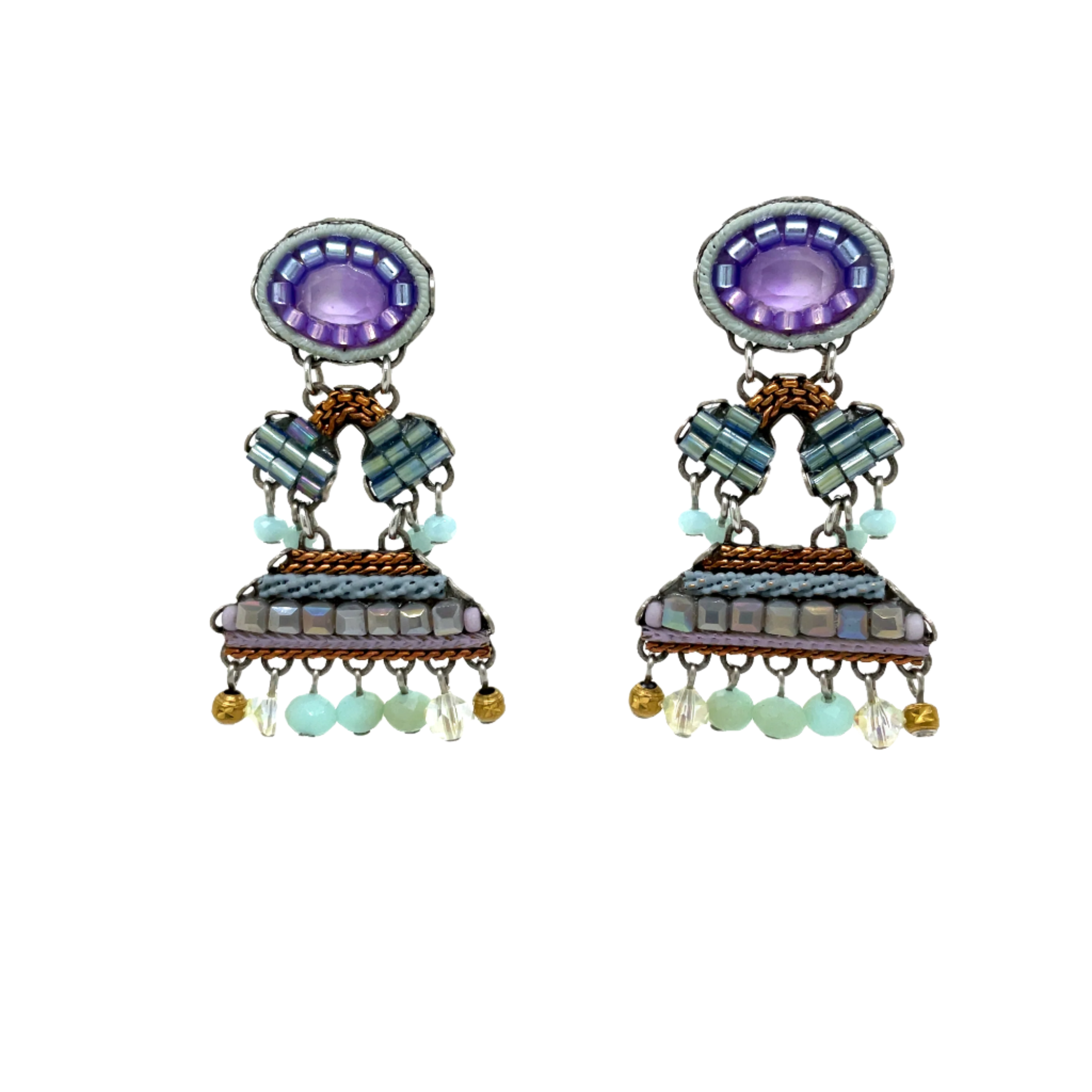 Handcrafted Fabric and Bead Earrings