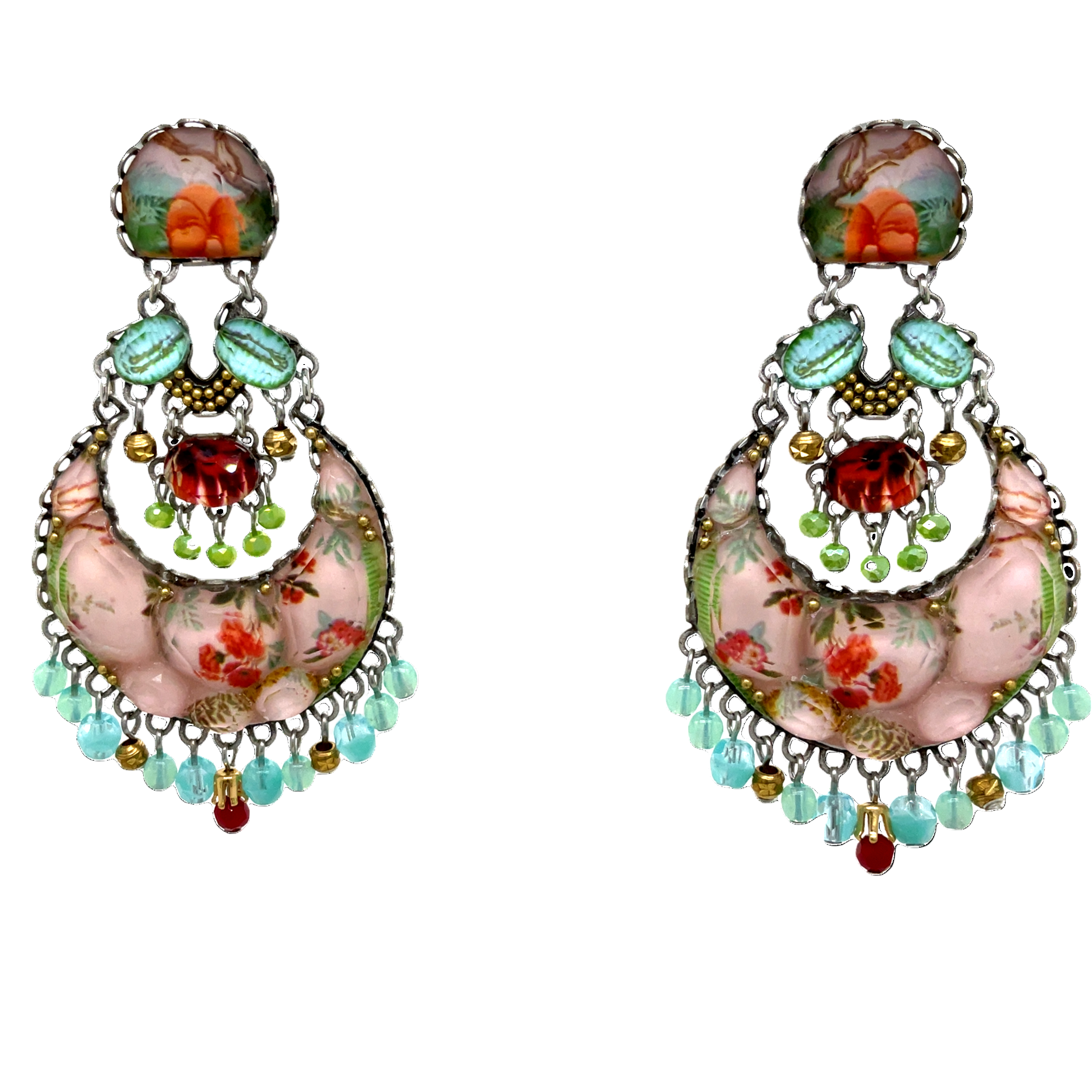 Handcrafted Fabric and Bead Earrings