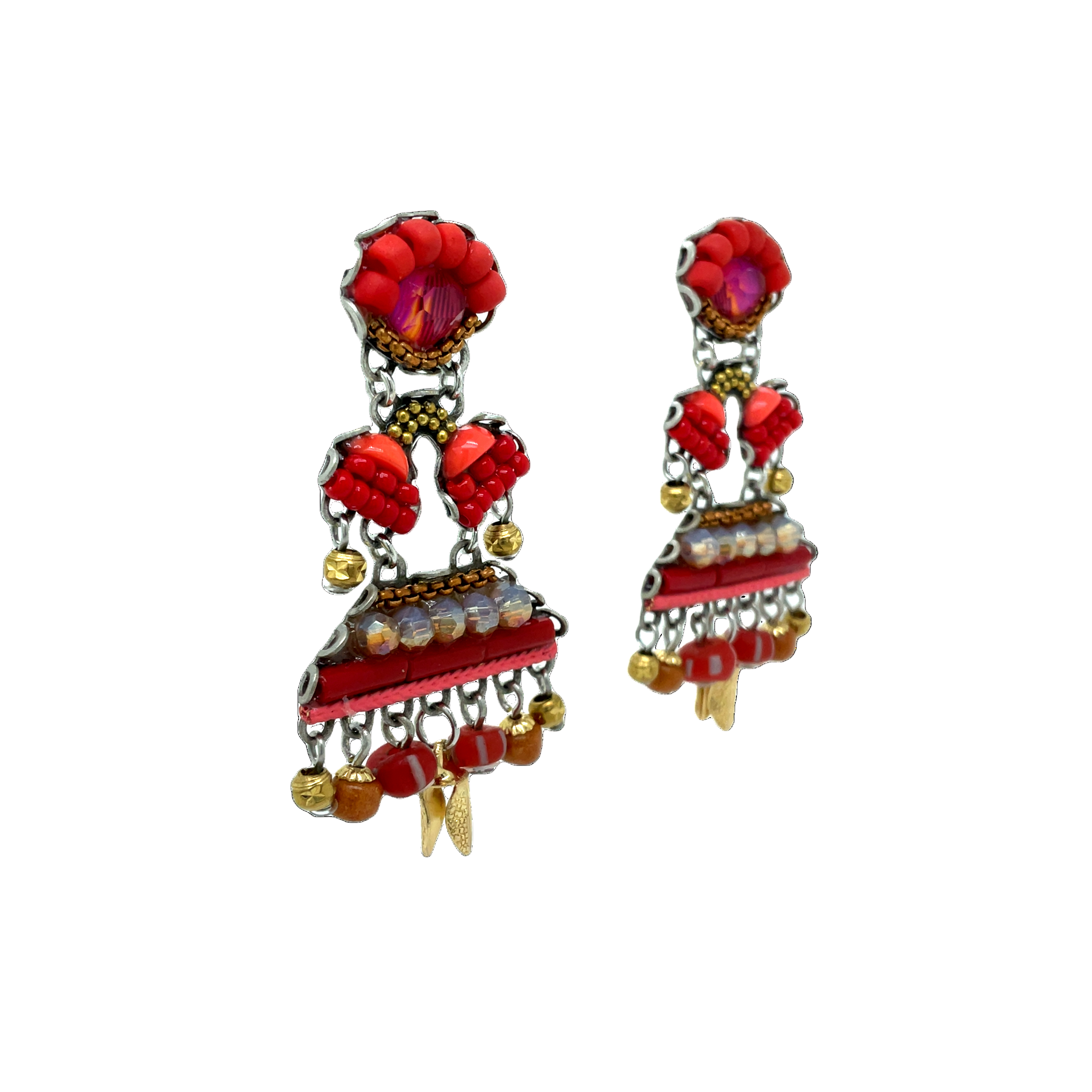 Handcrafted Fabric and Bead Earrings
