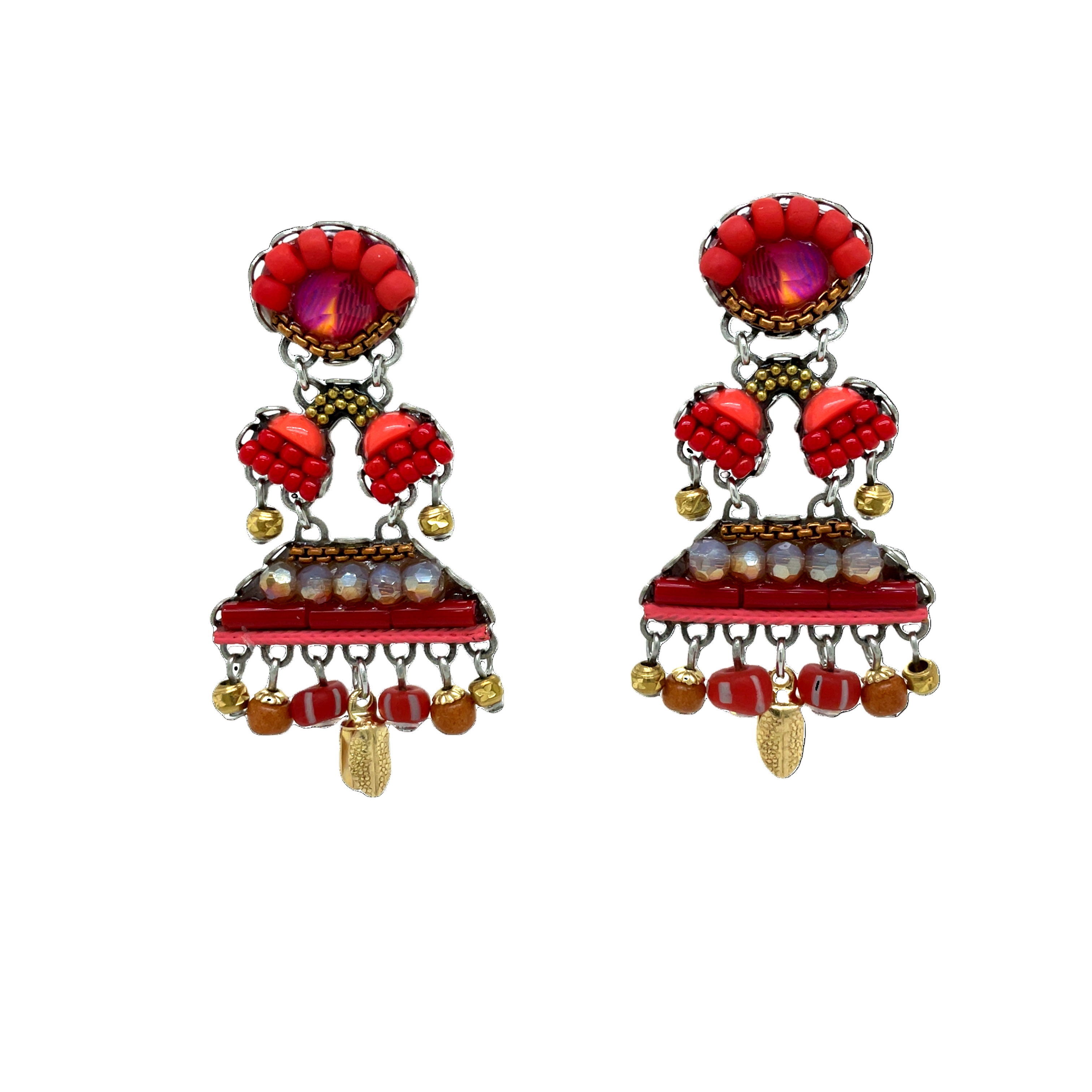 Handcrafted Fabric and Bead Earrings