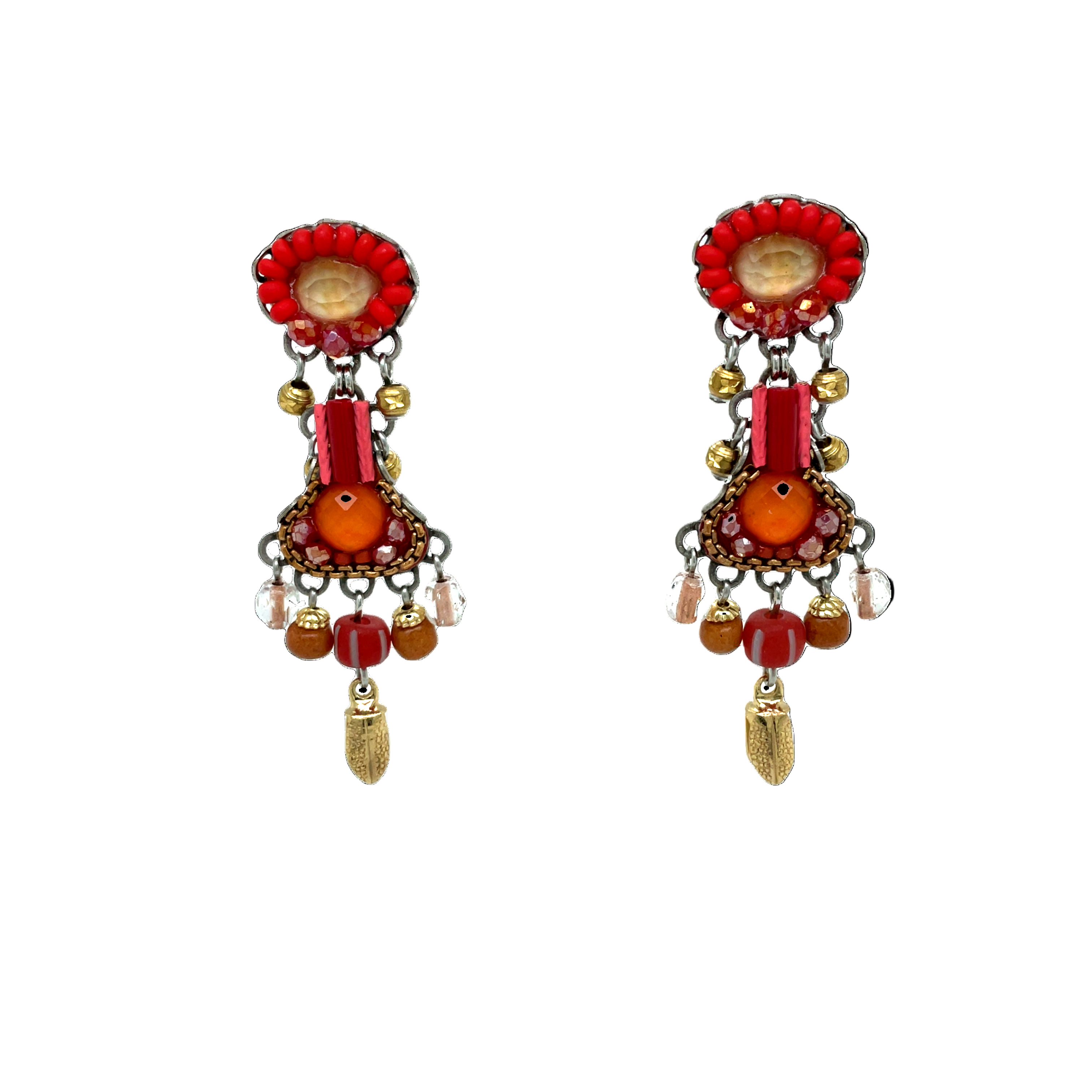 Handcrafted Fabric and Bead Earrings