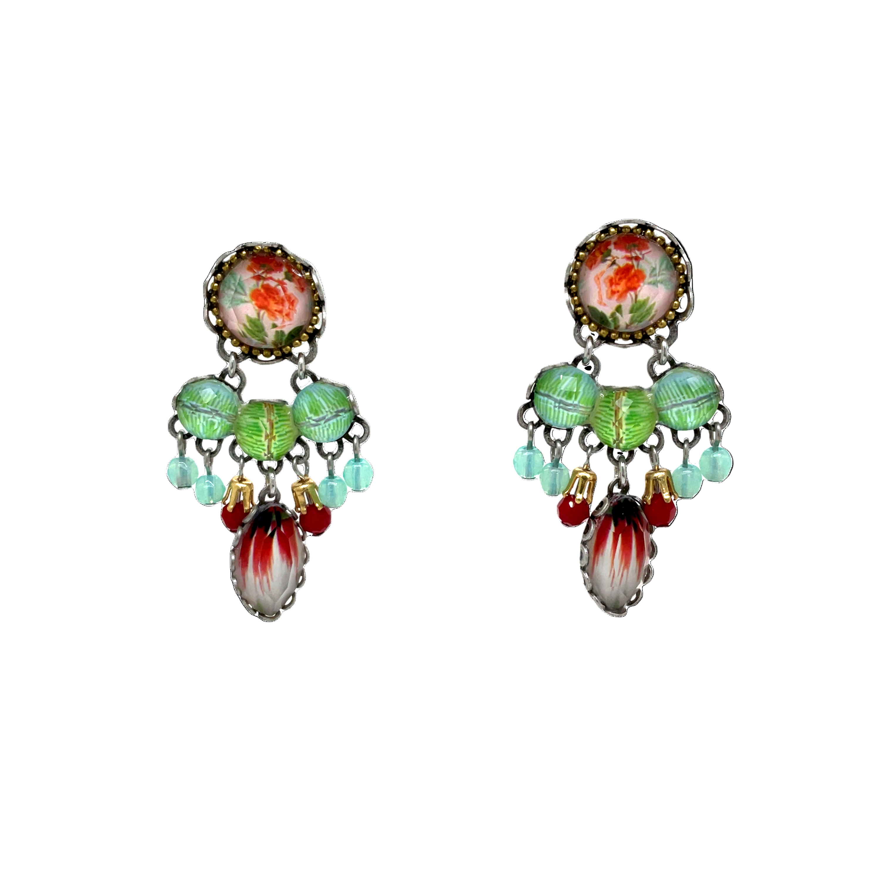 Handcrafted Fabric and Beaded Earrings
