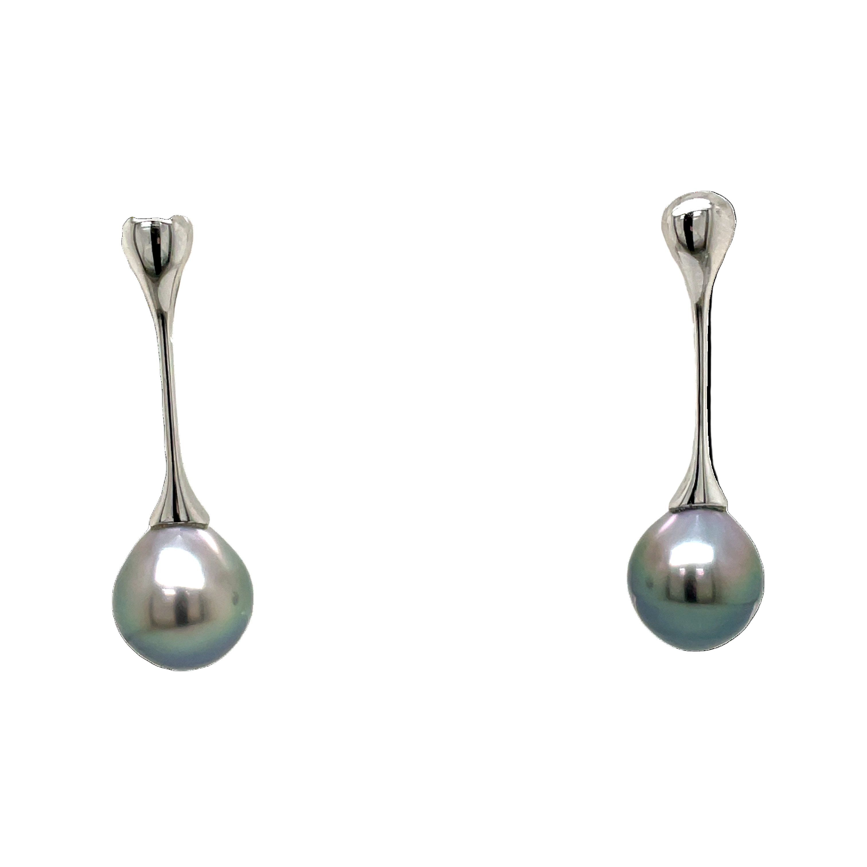 Sterling Silver Tahitian Pearl Bar Drop Earrings