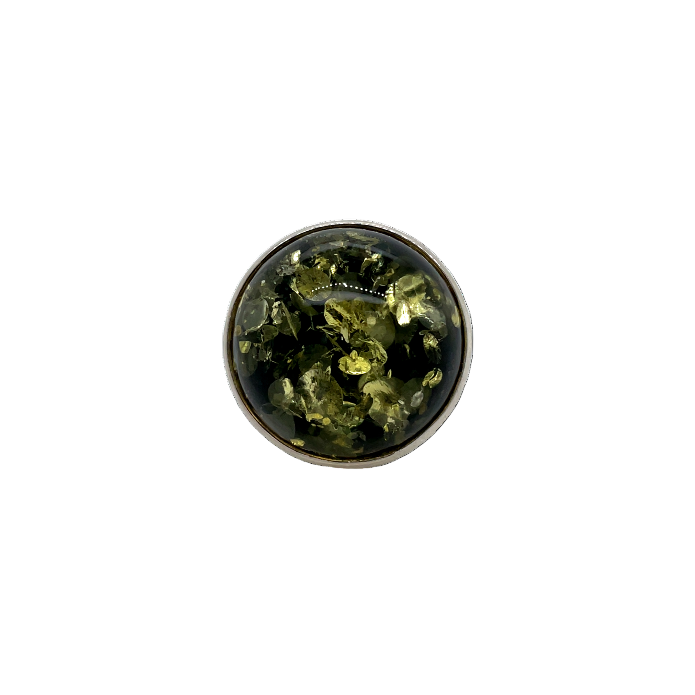 Sterling Silver Green Amber Dress Ring
