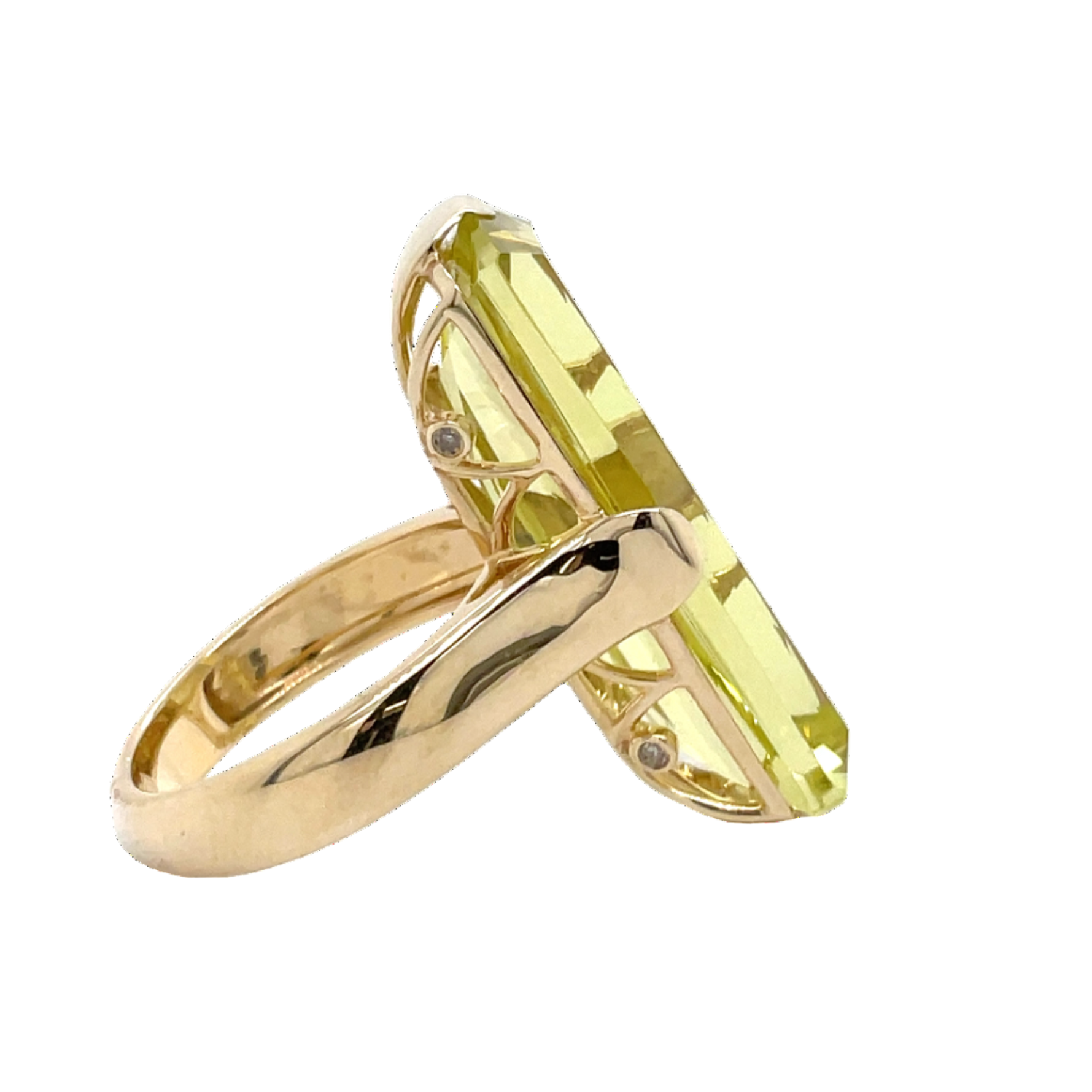 9ct Yellow Gold Lemon Quartz and Diamond Ring