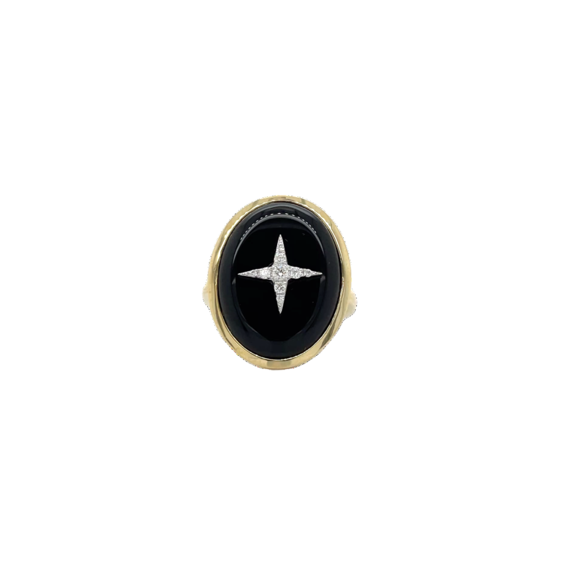 9ct Yellow Gold Onyx and Diamond Star Ring