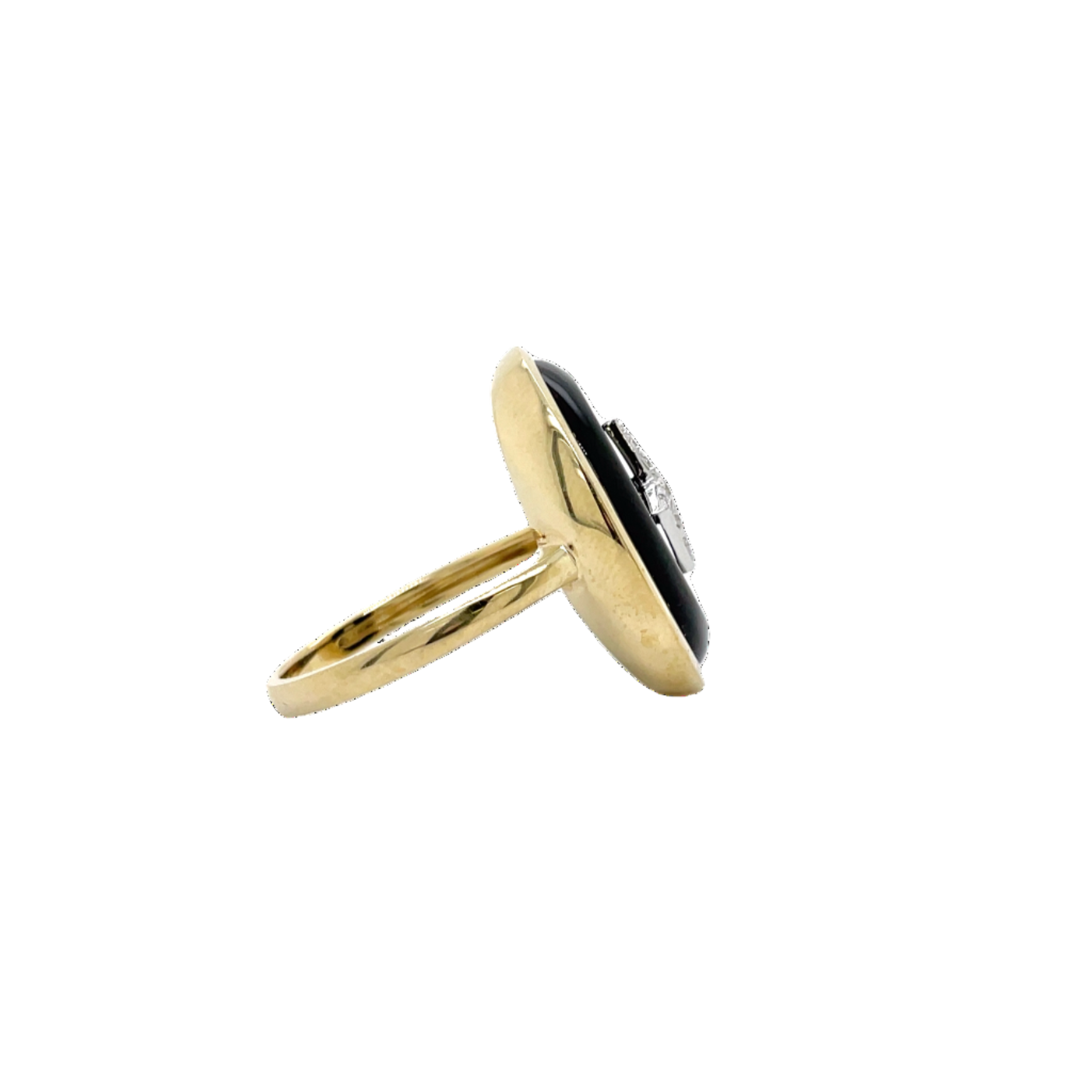 9ct Yellow Gold Onyx and Diamond Star Ring