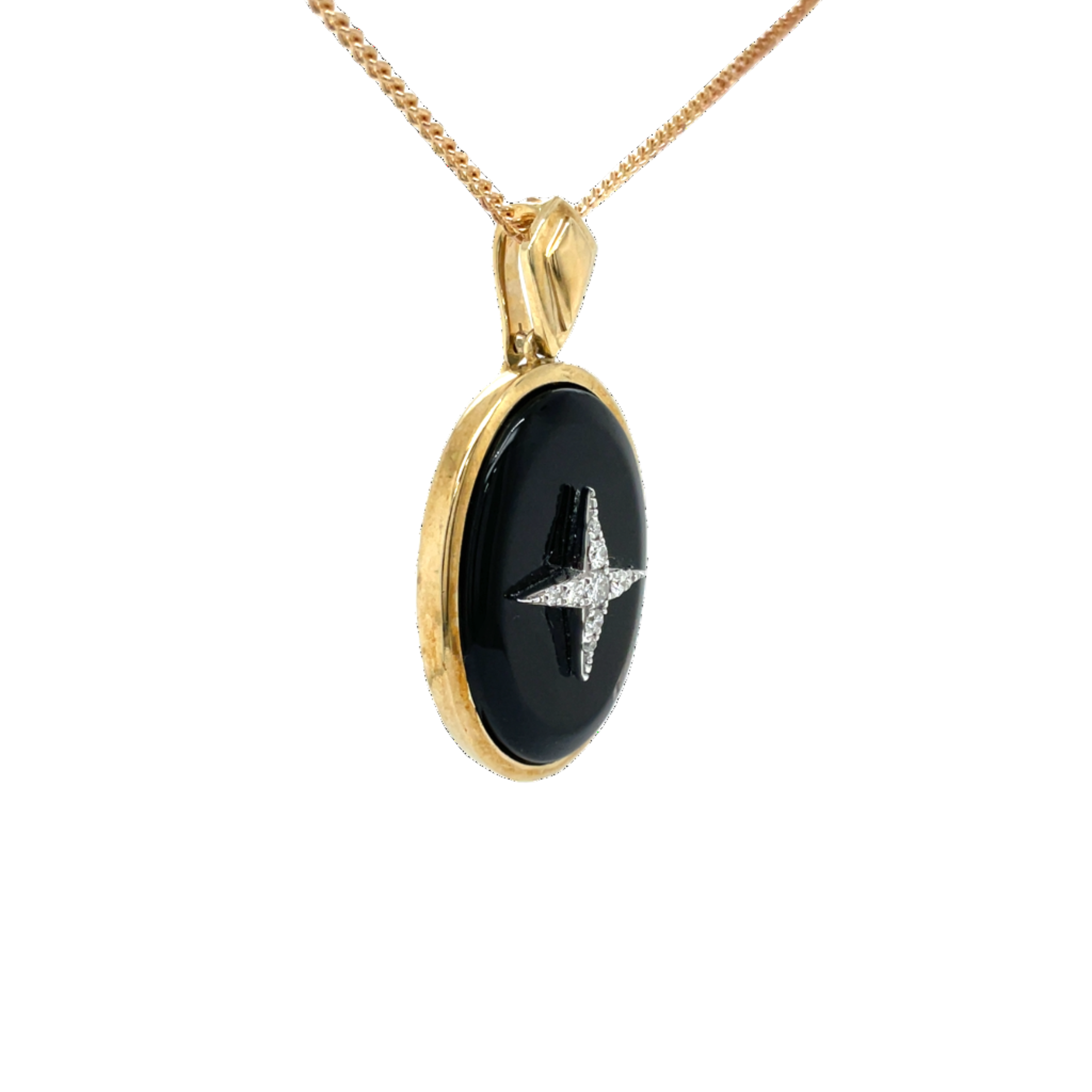 9ct Yellow Gold Onyx and Diamond Star Enhancer